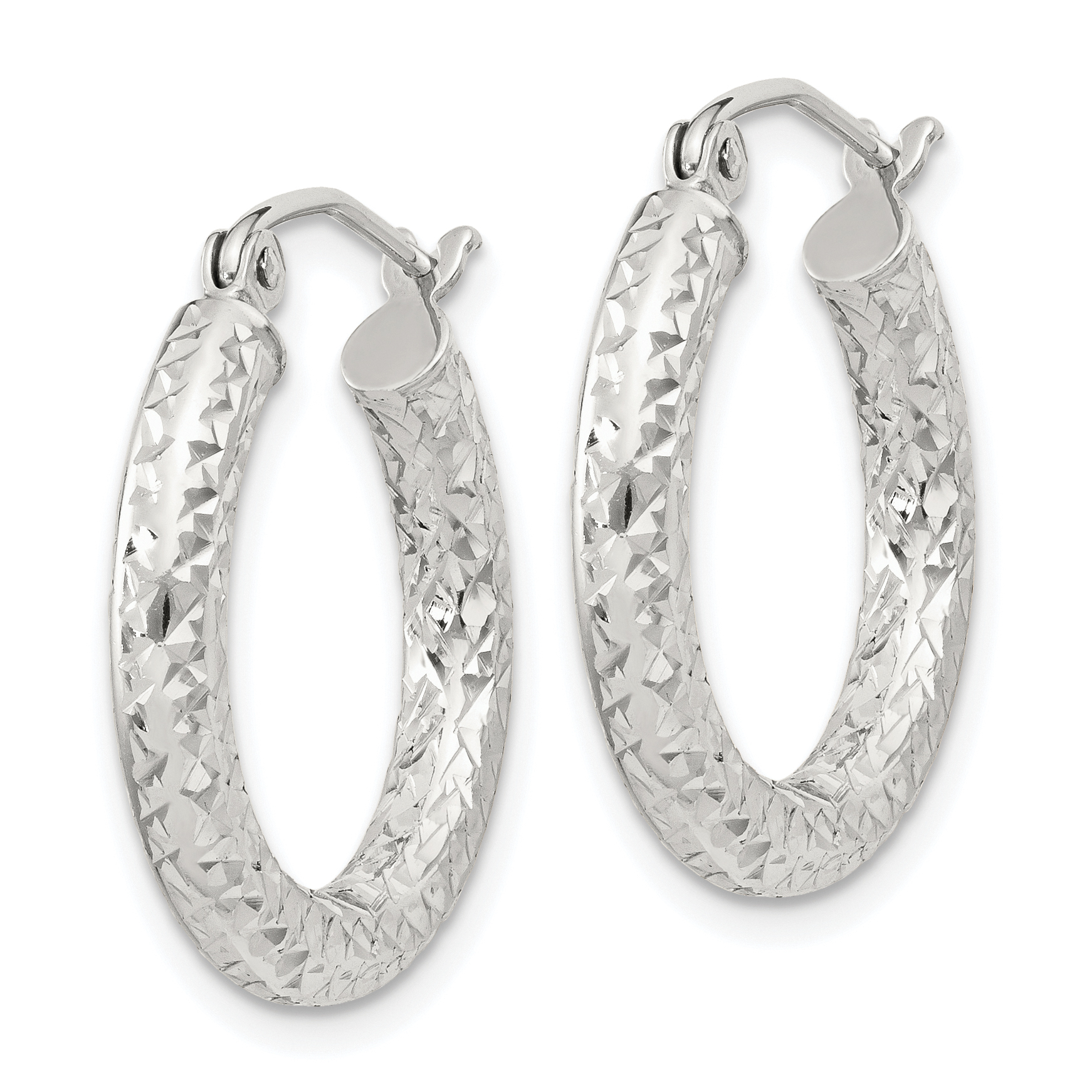  20 mm Sterling Silver 3.0mm Textured Hoop Earrings  Unknown Friendly Weight Sterling Silver - view 5