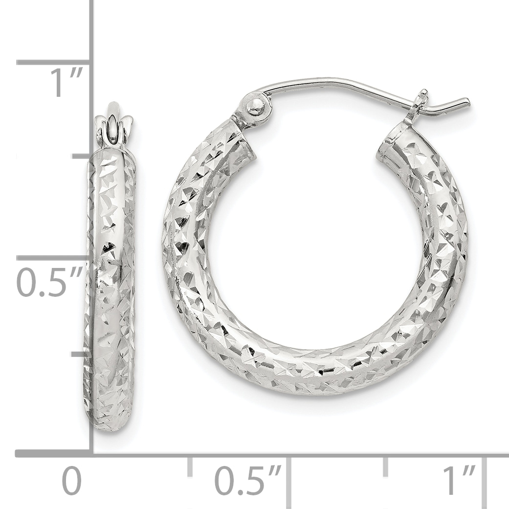  20 mm Sterling Silver 3.0mm Textured Hoop Earrings  Unknown Friendly Weight Sterling Silver - view 7