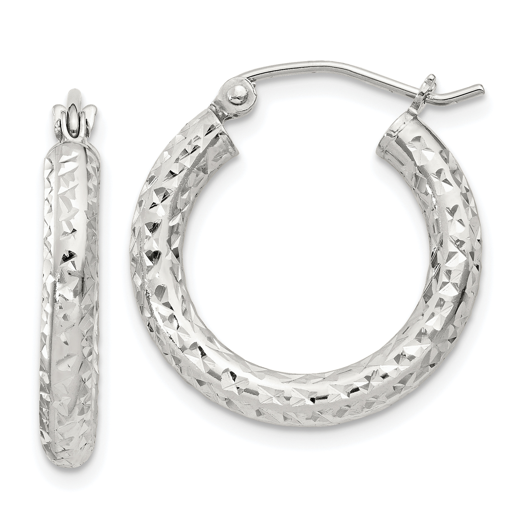  20 mm Sterling Silver 3.0mm Textured Hoop Earrings  Unknown Friendly Weight Sterling Silver - view 8