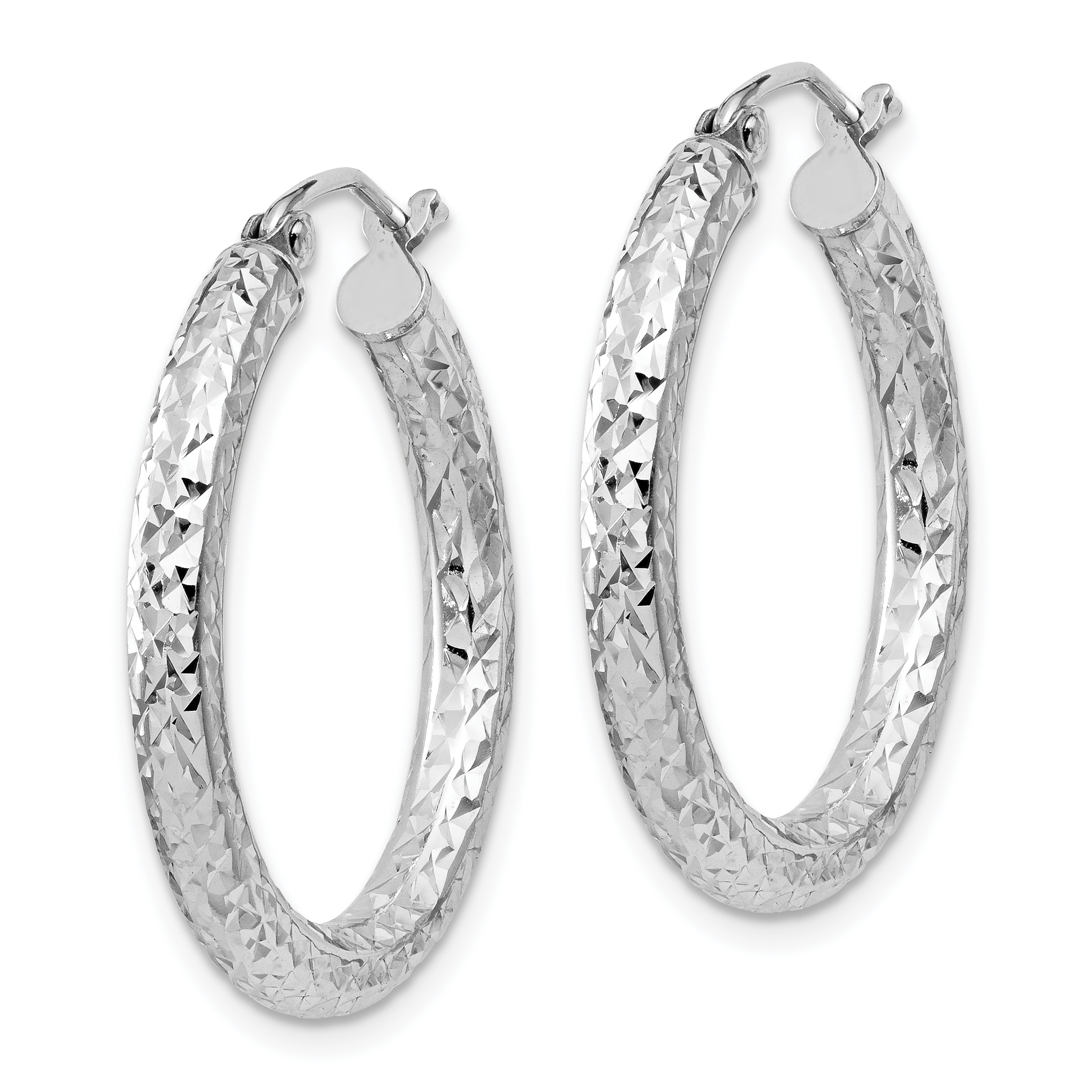  20 mm Sterling Silver 3.0mm Textured Hoop Earrings  Unknown Friendly Weight Sterling Silver - view 9