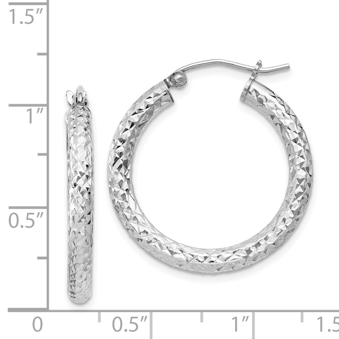  20 mm Sterling Silver 3.0mm Textured Hoop Earrings  Unknown Friendly Weight Sterling Silver - view 11