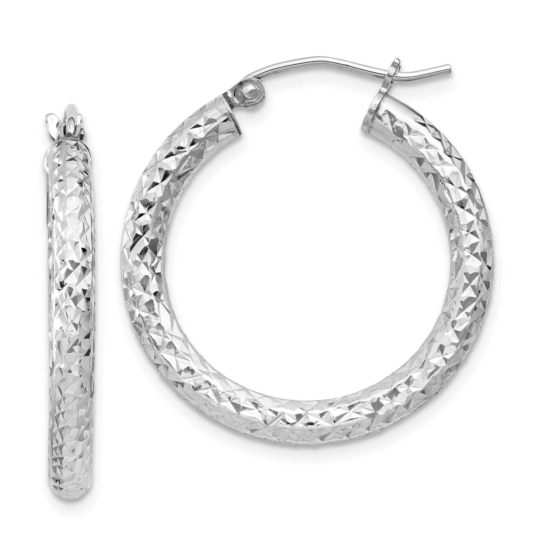  20 mm Sterling Silver 3.0mm Textured Hoop Earrings  Unknown Friendly Weight Sterling Silver - view 12