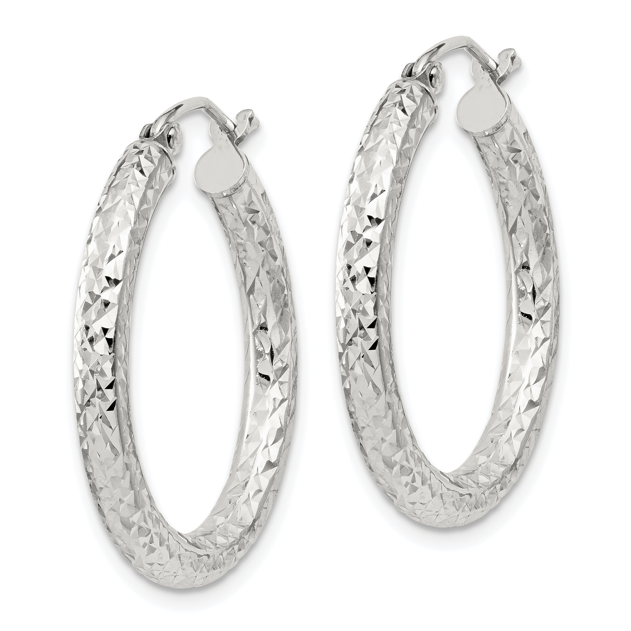  20 mm Sterling Silver 3.0mm Textured Hoop Earrings  Unknown Friendly Weight Sterling Silver - view 13