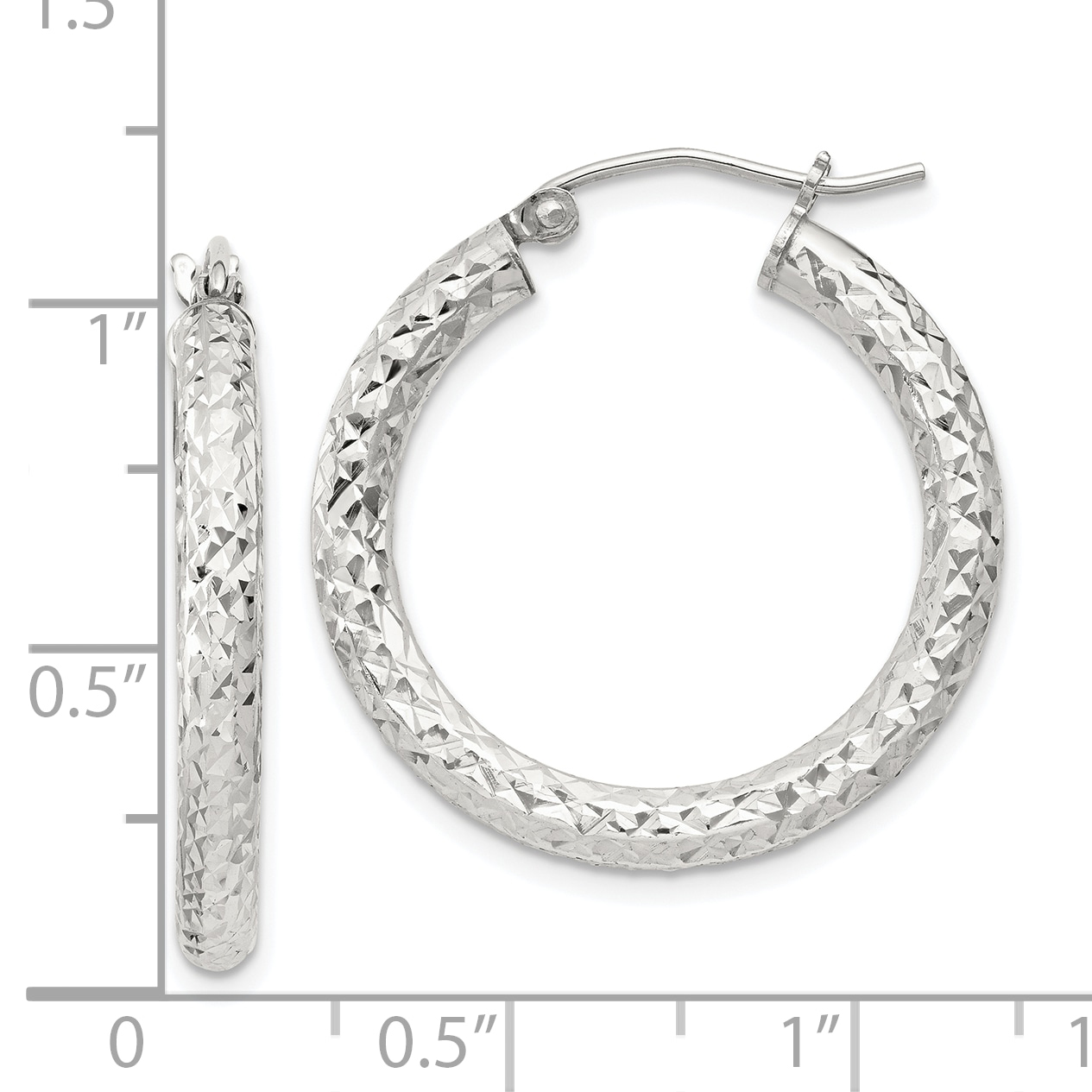  20 mm Sterling Silver 3.0mm Textured Hoop Earrings  Unknown Friendly Weight Sterling Silver - view 15