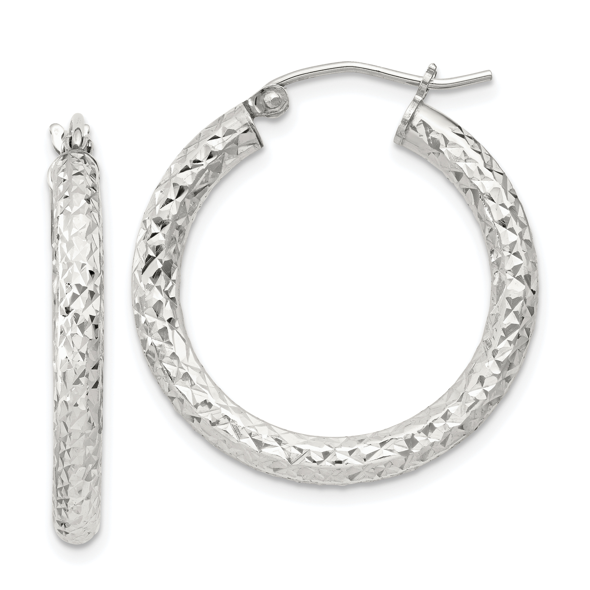  20 mm Sterling Silver 3.0mm Textured Hoop Earrings  Unknown Friendly Weight Sterling Silver - view 16