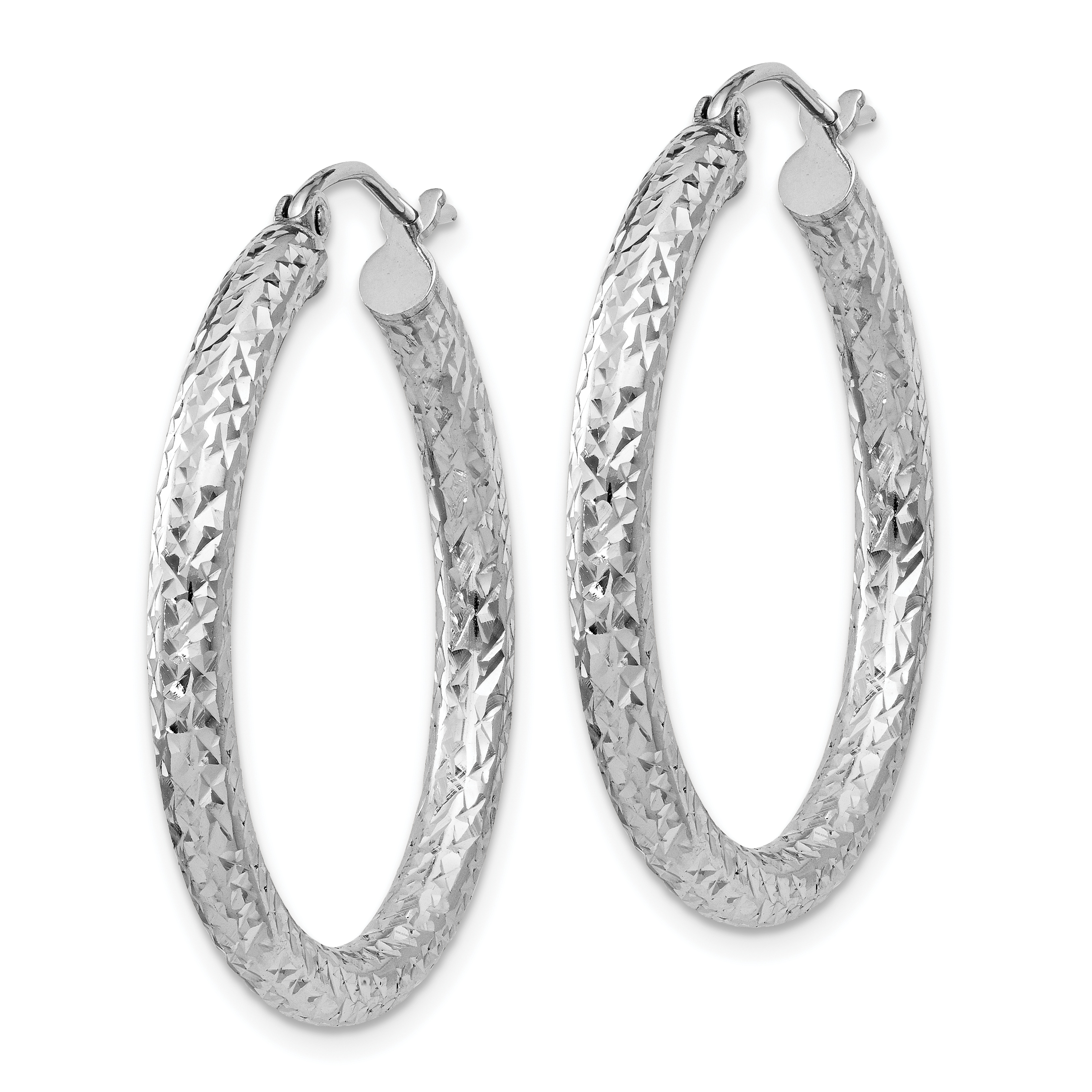  20 mm Sterling Silver 3.0mm Textured Hoop Earrings  Unknown Friendly Weight Sterling Silver - view 17