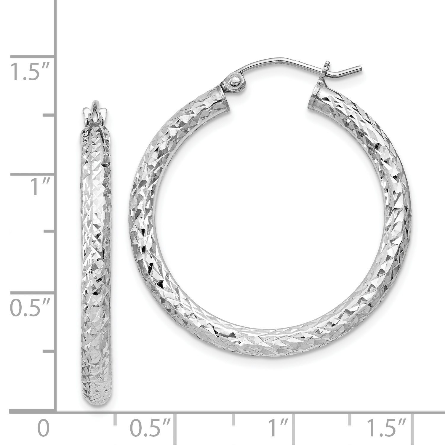  20 mm Sterling Silver 3.0mm Textured Hoop Earrings  Unknown Friendly Weight Sterling Silver - view 19