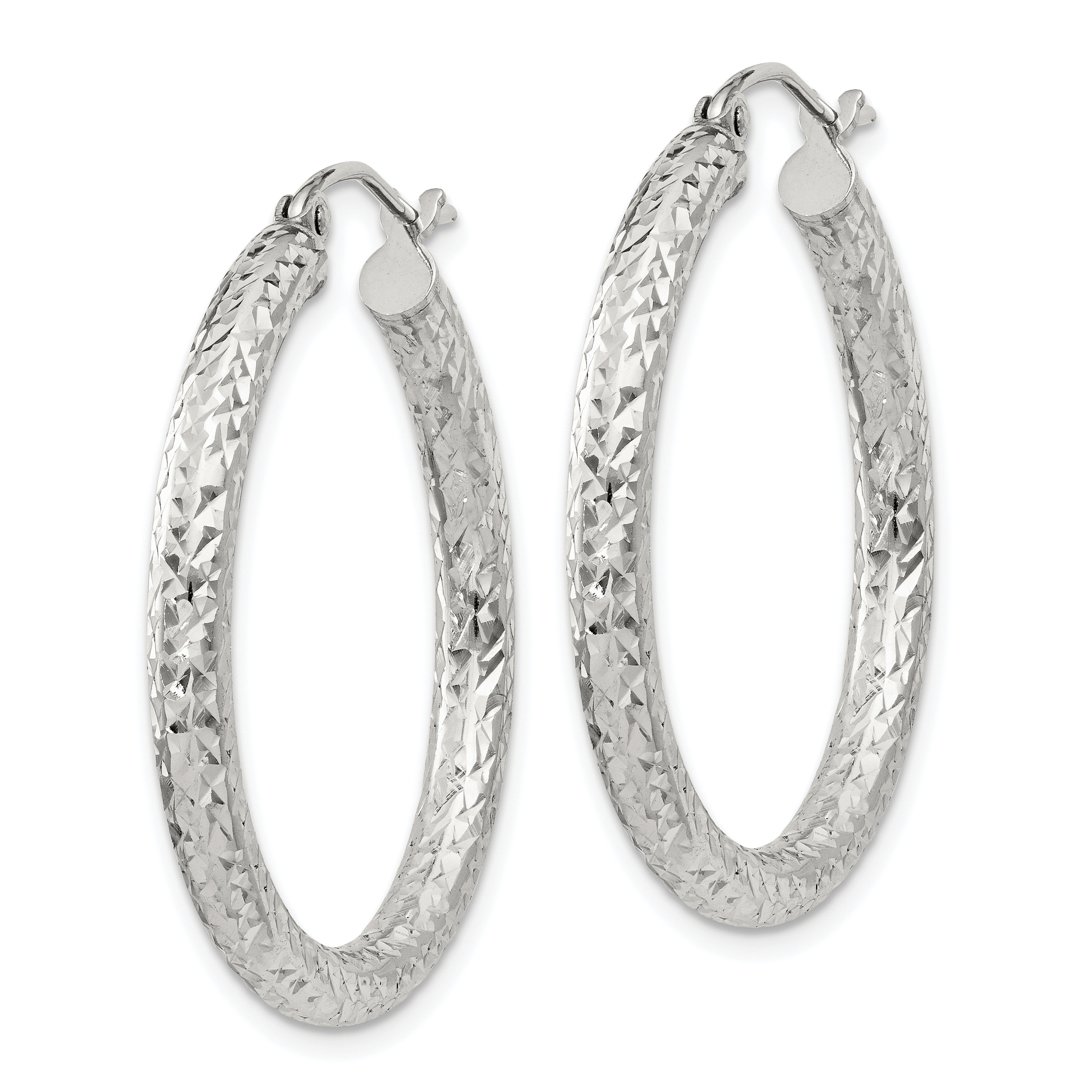  20 mm Sterling Silver 3.0mm Textured Hoop Earrings  Unknown Friendly Weight Sterling Silver - view 21