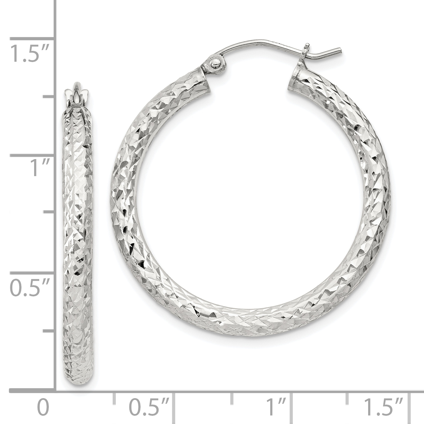  20 mm Sterling Silver 3.0mm Textured Hoop Earrings  Unknown Friendly Weight Sterling Silver - view 23