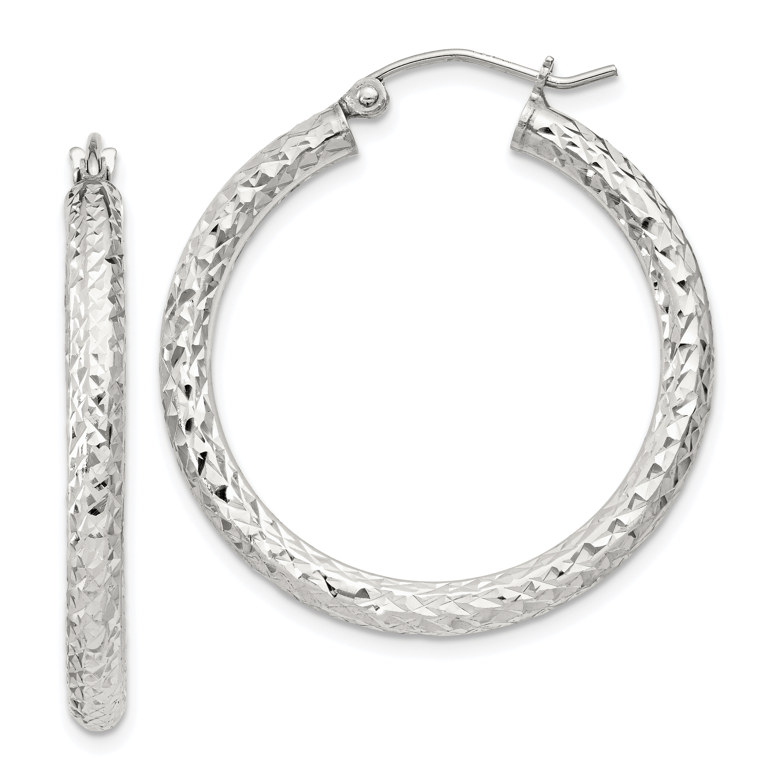  20 mm Sterling Silver 3.0mm Textured Hoop Earrings  Unknown Friendly Weight Sterling Silver - view 24