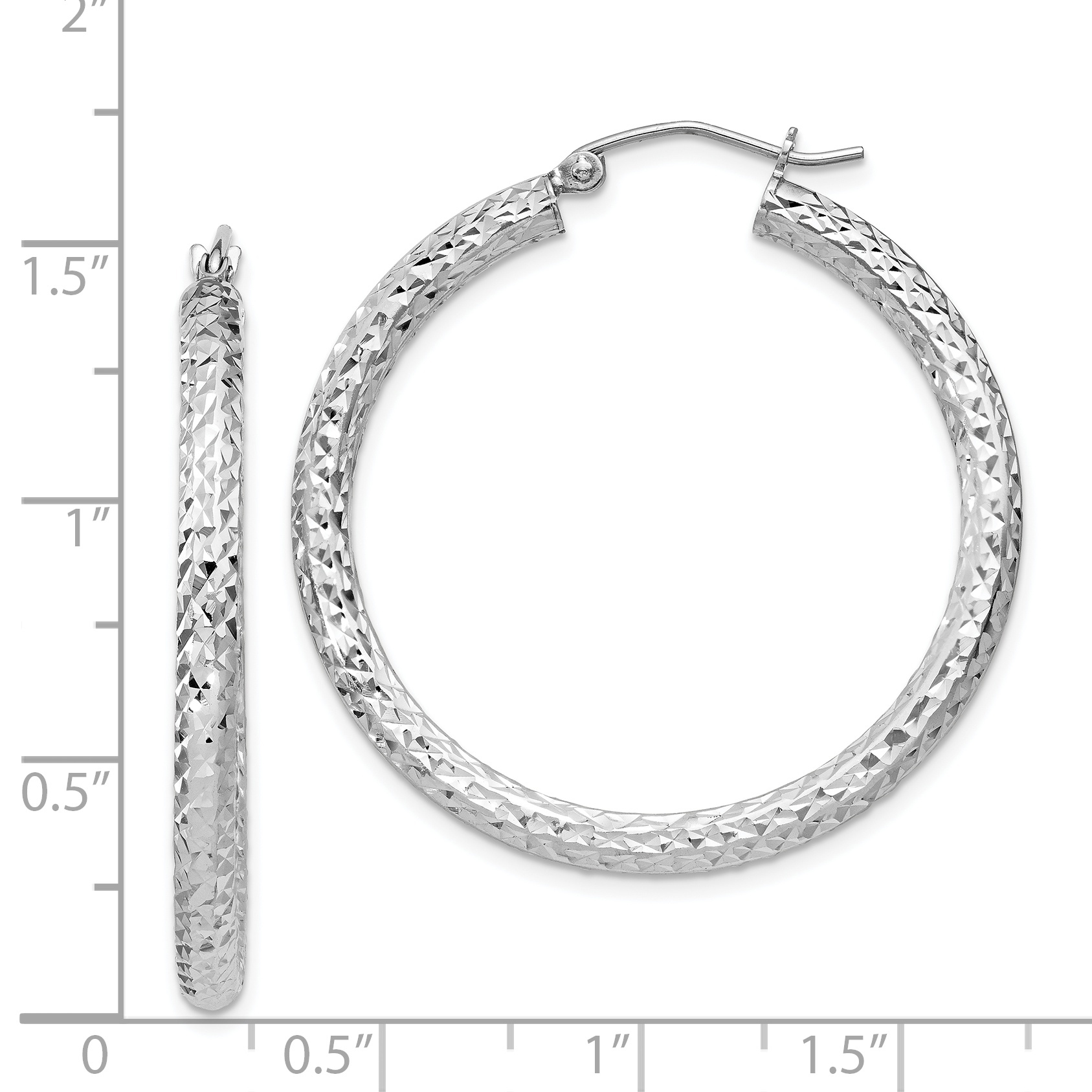  20 mm Sterling Silver 3.0mm Textured Hoop Earrings  Unknown Friendly Weight Sterling Silver - view 27
