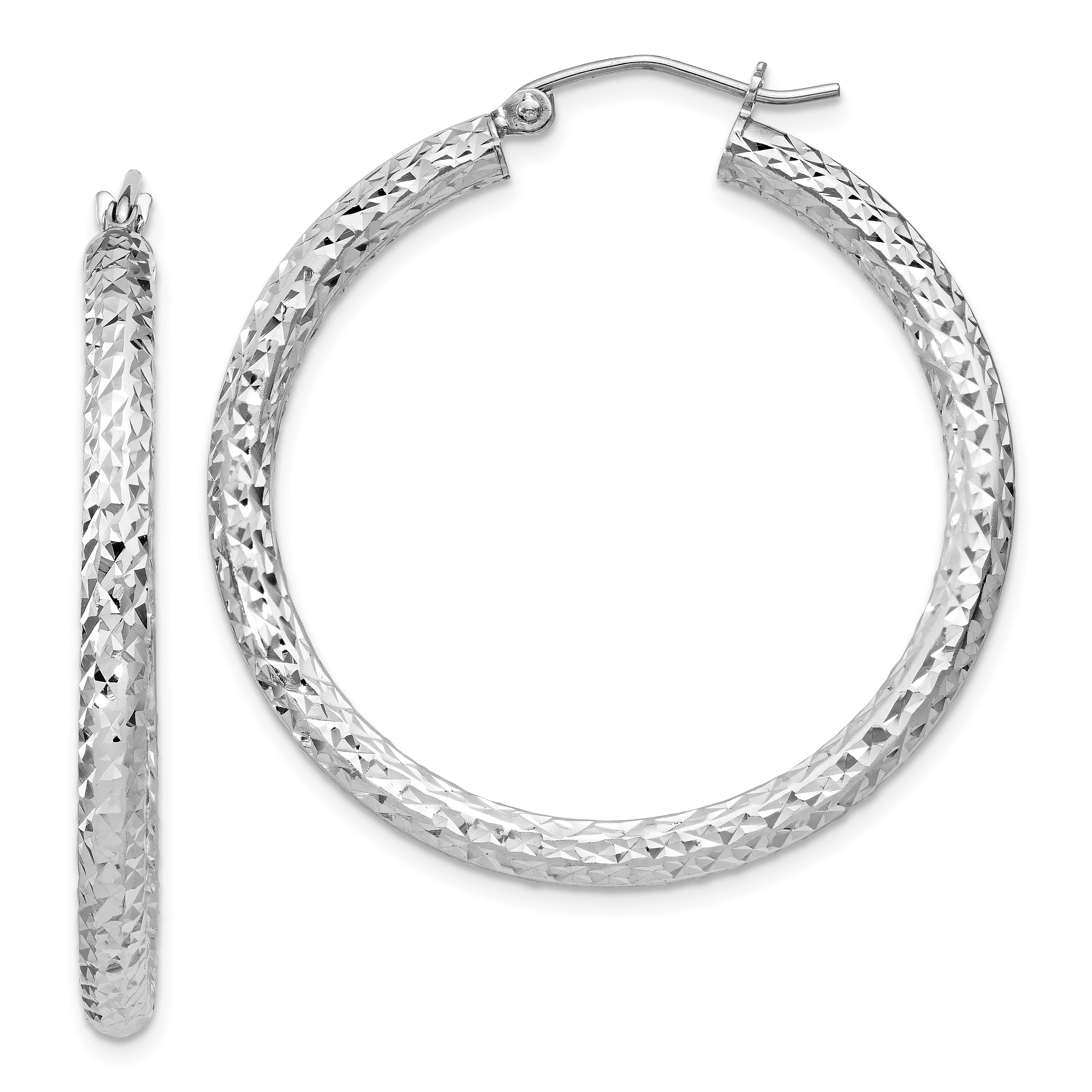  20 mm Sterling Silver 3.0mm Textured Hoop Earrings  Unknown Friendly Weight Sterling Silver - view 28