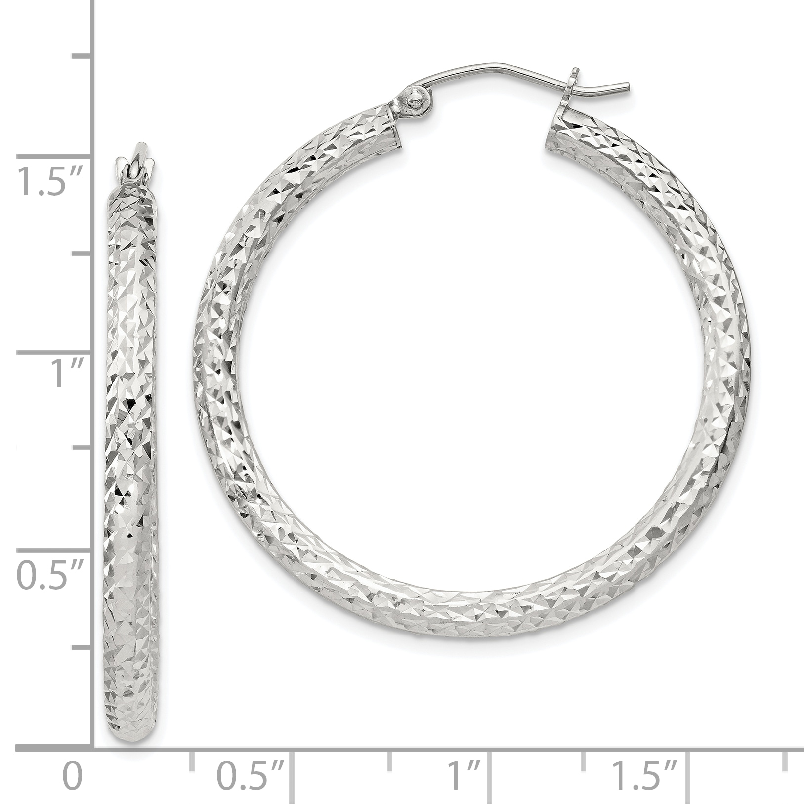 20 mm Sterling Silver 3.0mm Textured Hoop Earrings  Unknown Friendly Weight Sterling Silver - view 31