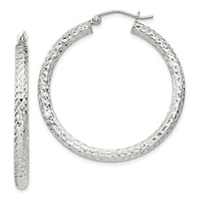  20 mm Sterling Silver 3.0mm Textured Hoop Earrings  Unknown Friendly Weight Sterling Silver - view 32