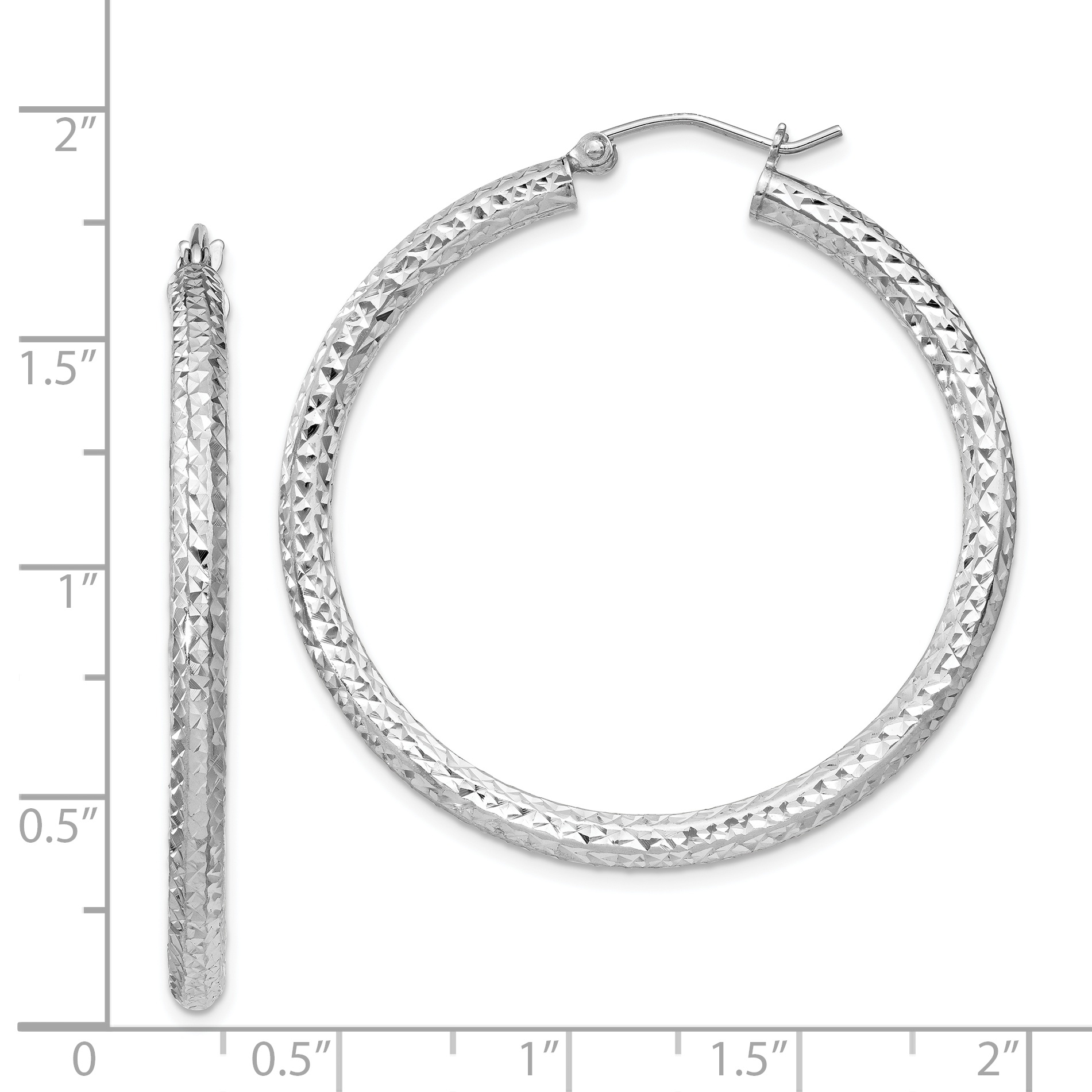  20 mm Sterling Silver 3.0mm Textured Hoop Earrings  Unknown Friendly Weight Sterling Silver - view 35