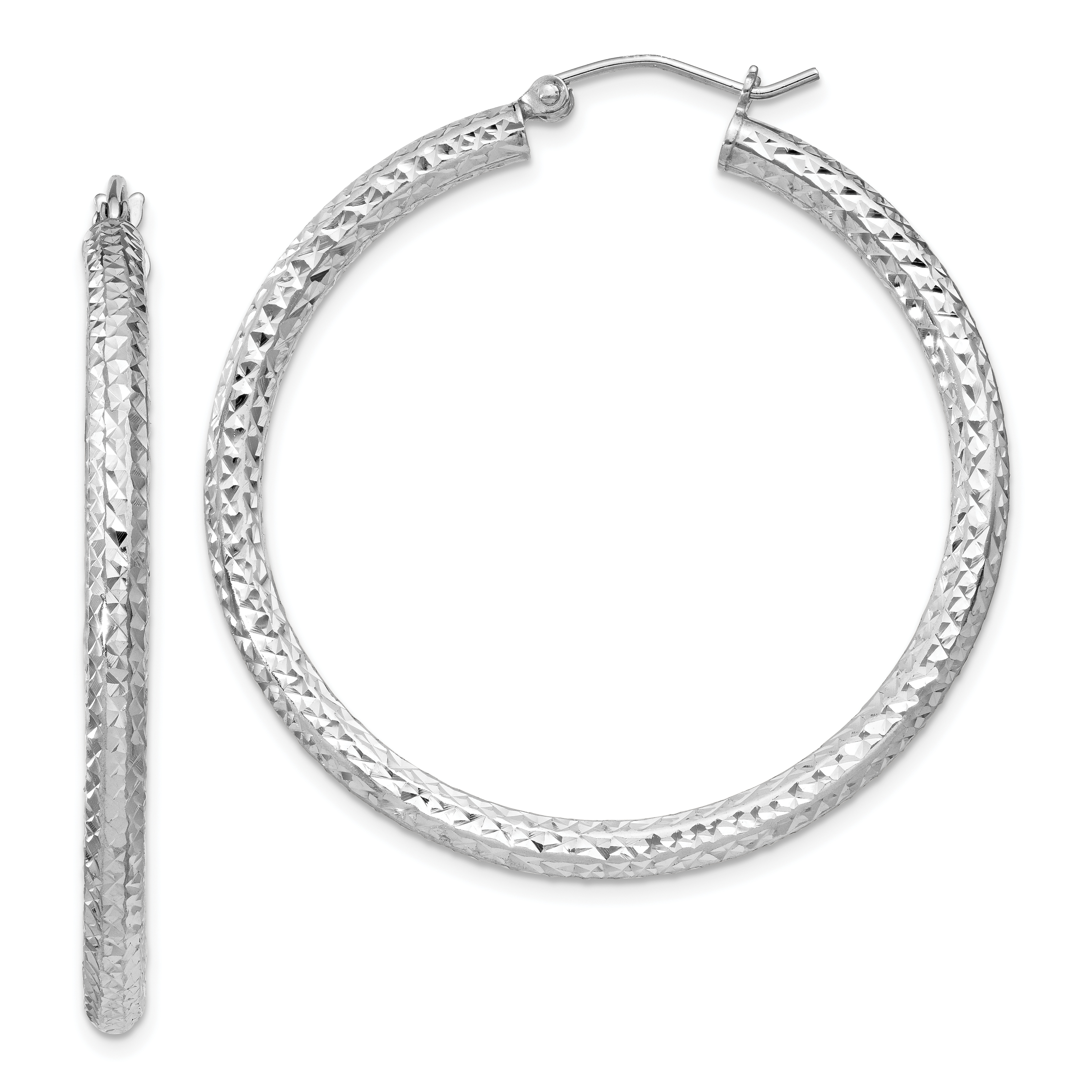  20 mm Sterling Silver 3.0mm Textured Hoop Earrings  Unknown Friendly Weight Sterling Silver - view 36