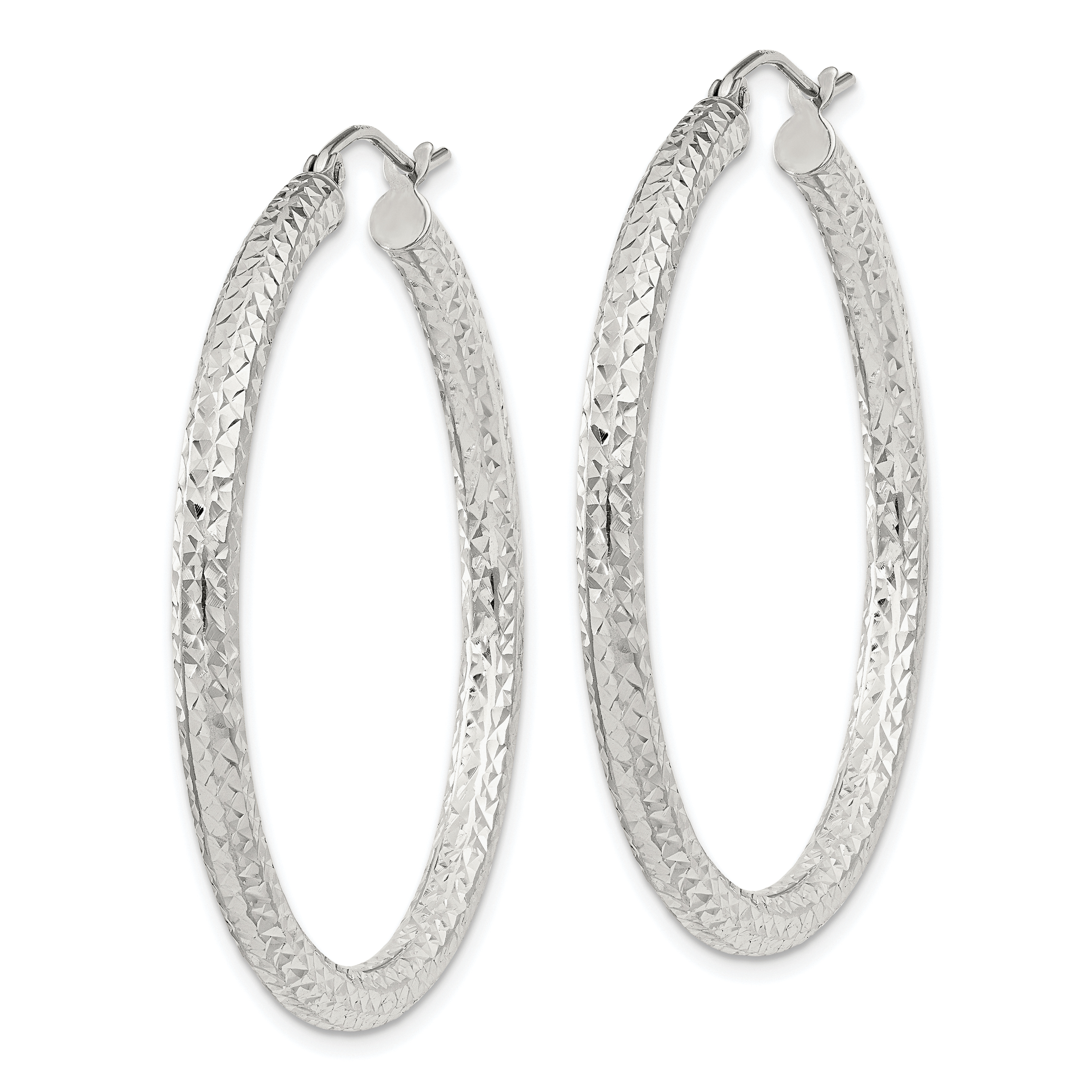  20 mm Sterling Silver 3.0mm Textured Hoop Earrings  Unknown Friendly Weight Sterling Silver - view 37