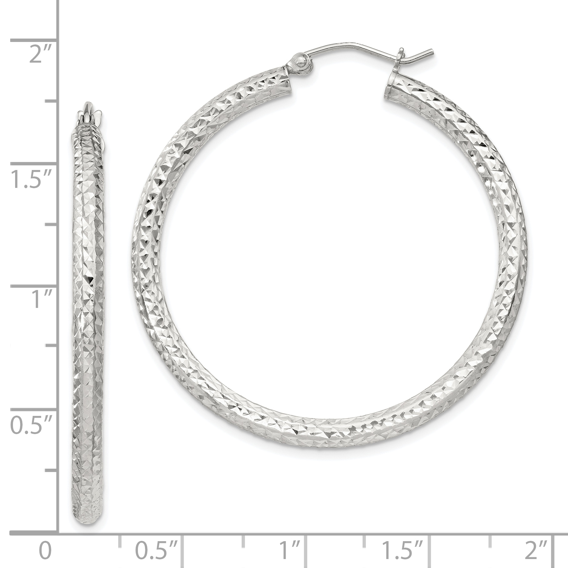  20 mm Sterling Silver 3.0mm Textured Hoop Earrings  Unknown Friendly Weight Sterling Silver - view 39