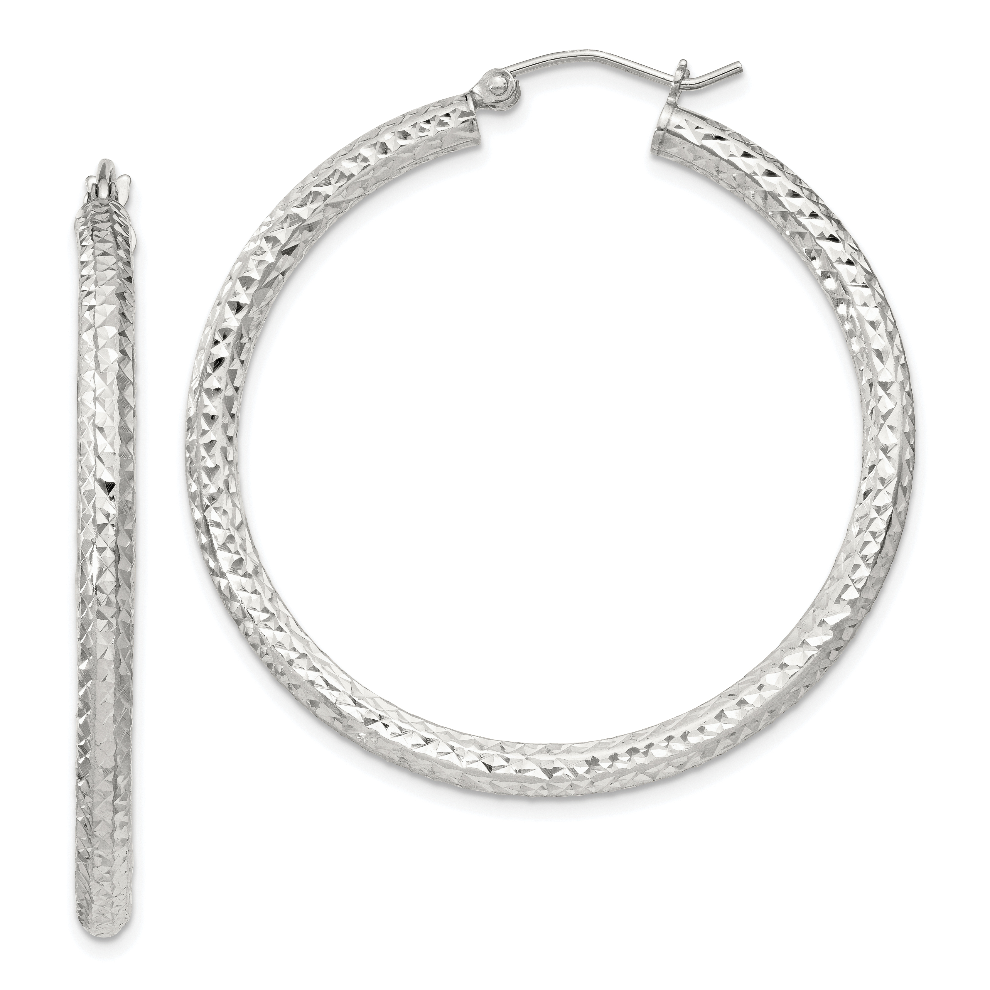  20 mm Sterling Silver 3.0mm Textured Hoop Earrings  Unknown Friendly Weight Sterling Silver - view 40