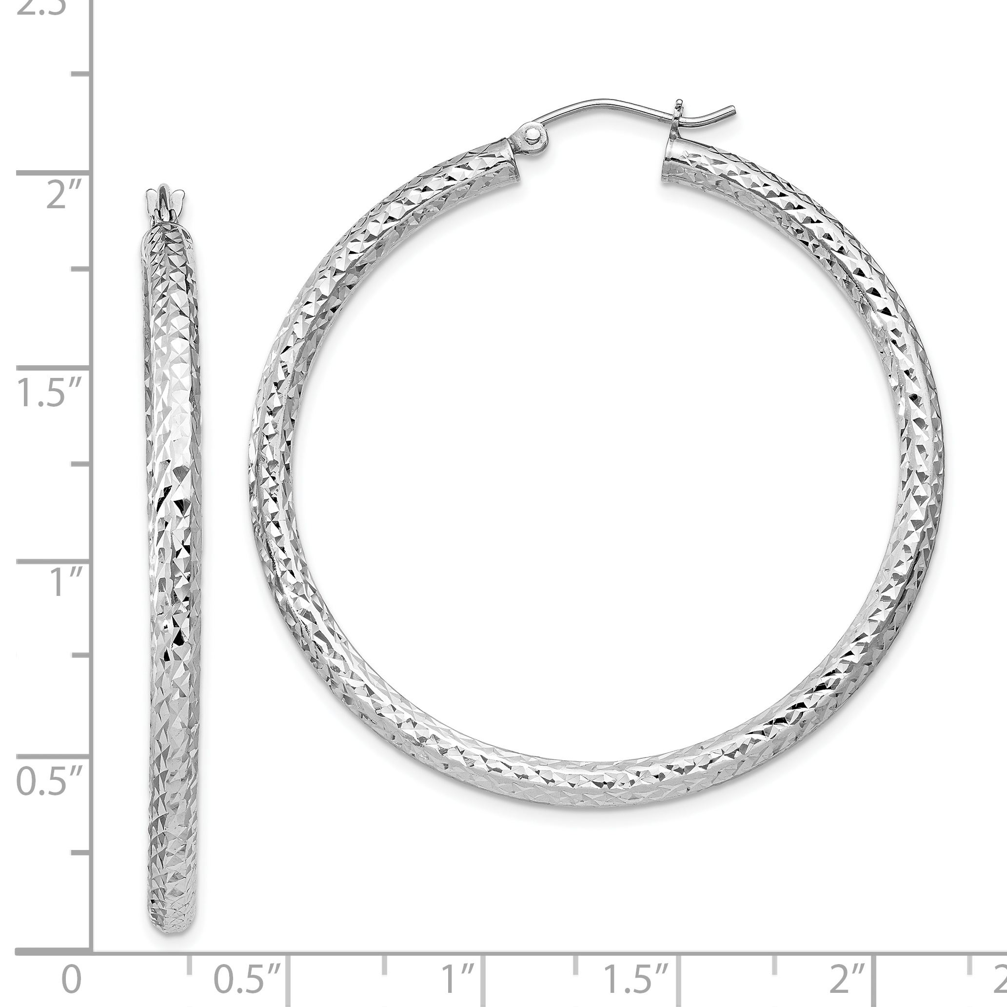  20 mm Sterling Silver 3.0mm Textured Hoop Earrings  Unknown Friendly Weight Sterling Silver - view 43