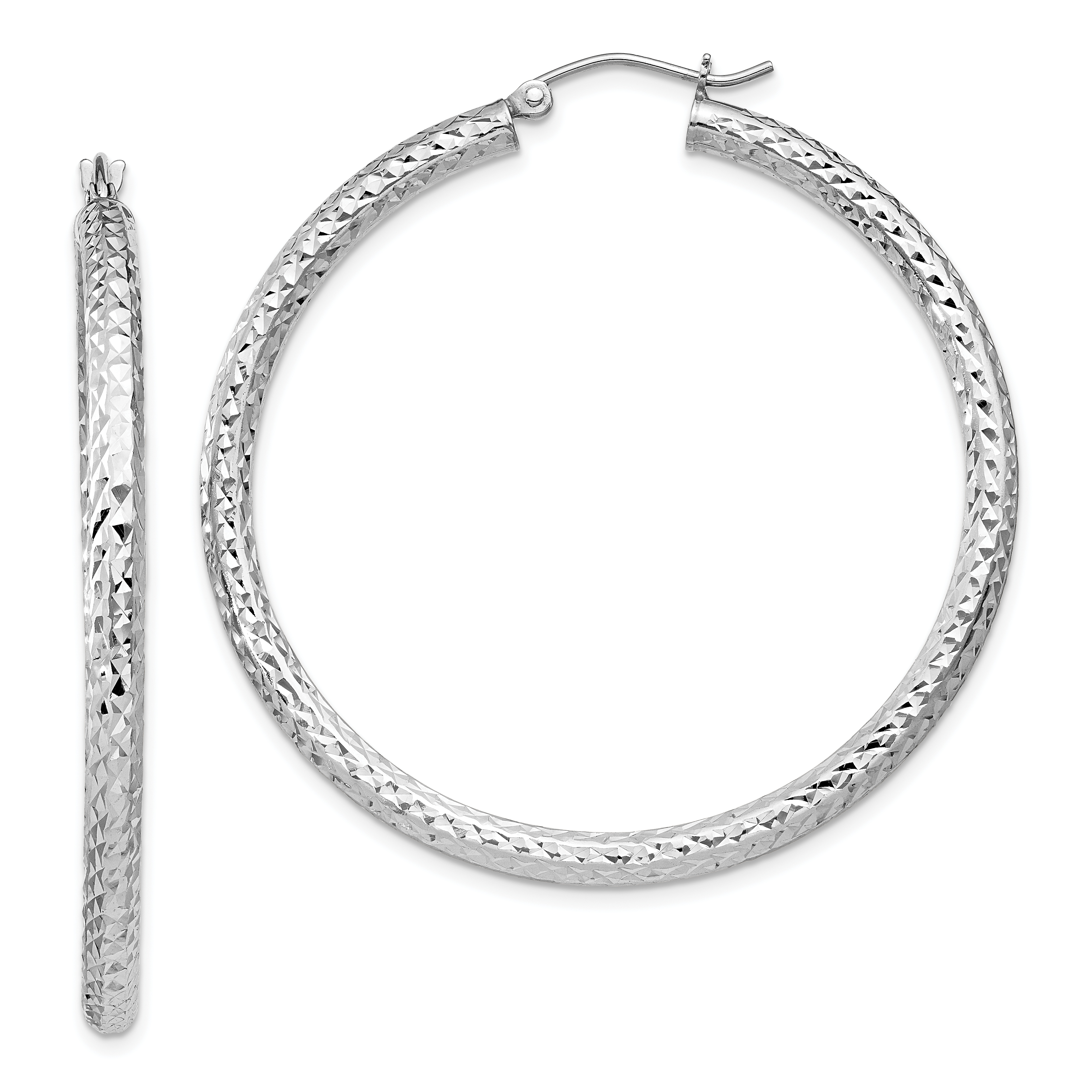  20 mm Sterling Silver 3.0mm Textured Hoop Earrings  Unknown Friendly Weight Sterling Silver - view 44