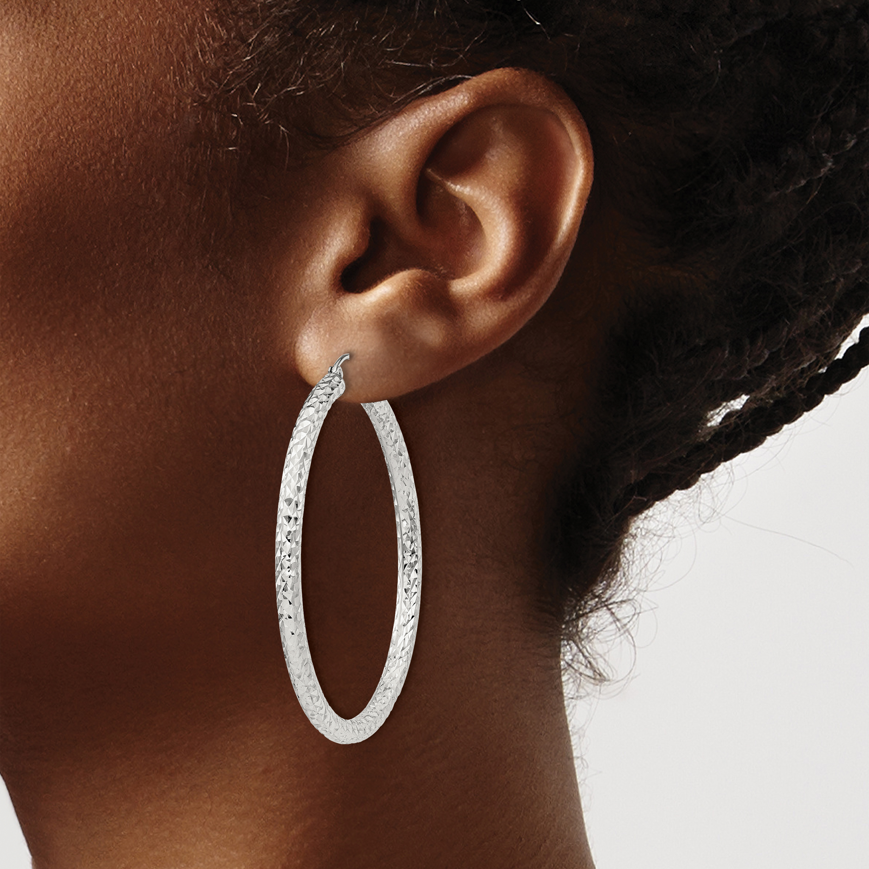  20 mm Sterling Silver 3.0mm Textured Hoop Earrings  Unknown Friendly Weight Sterling Silver - view 46