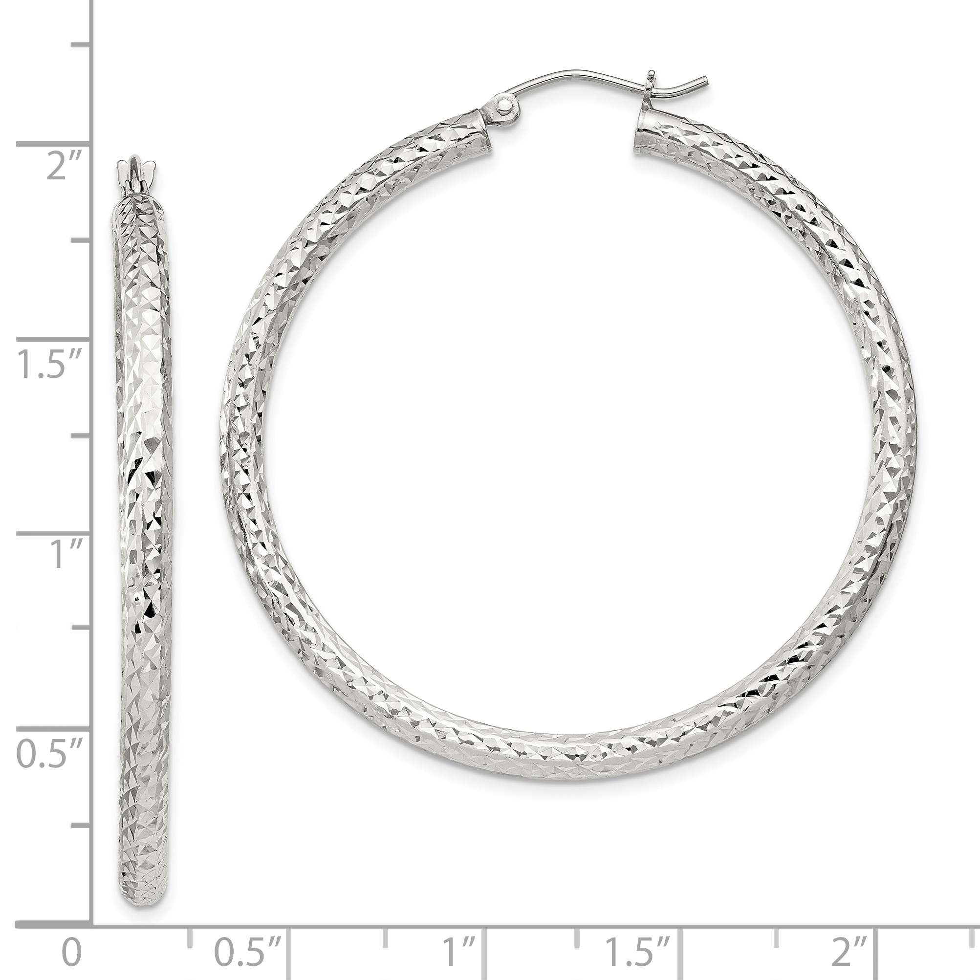  20 mm Sterling Silver 3.0mm Textured Hoop Earrings  Unknown Friendly Weight Sterling Silver - view 47
