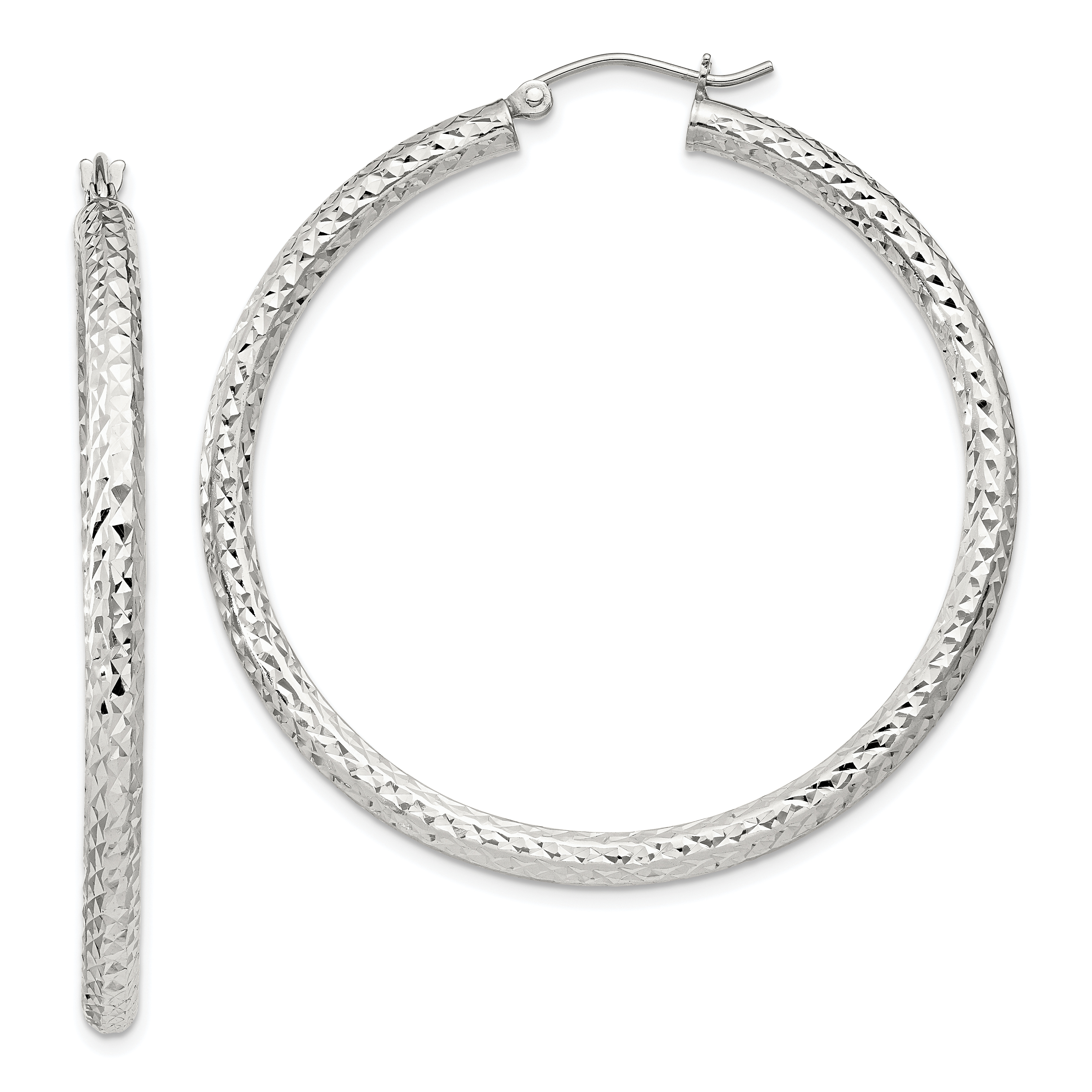  20 mm Sterling Silver 3.0mm Textured Hoop Earrings  Unknown Friendly Weight Sterling Silver - view 48