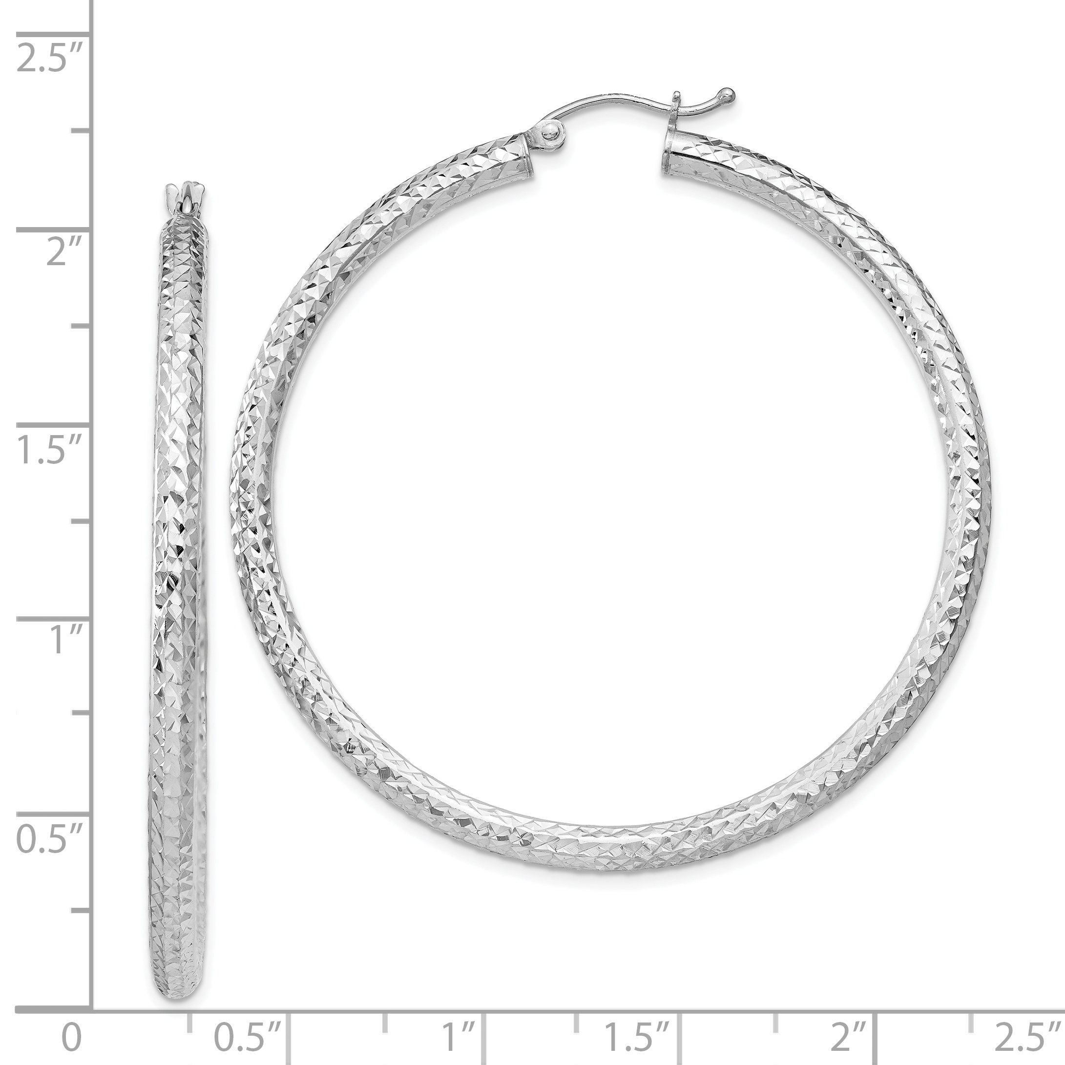  20 mm Sterling Silver 3.0mm Textured Hoop Earrings  Unknown Friendly Weight Sterling Silver - view 51