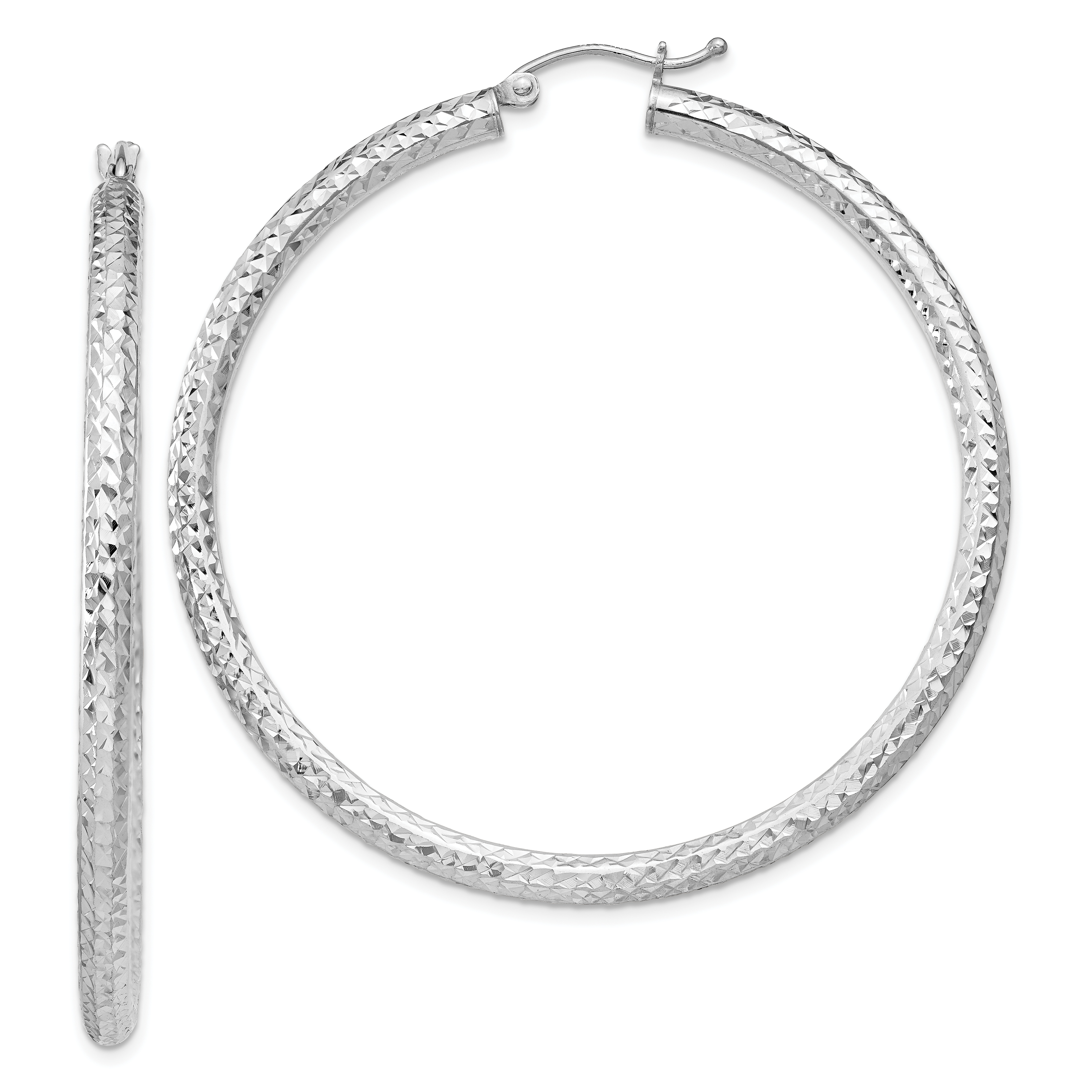  20 mm Sterling Silver 3.0mm Textured Hoop Earrings  Unknown Friendly Weight Sterling Silver - view 52