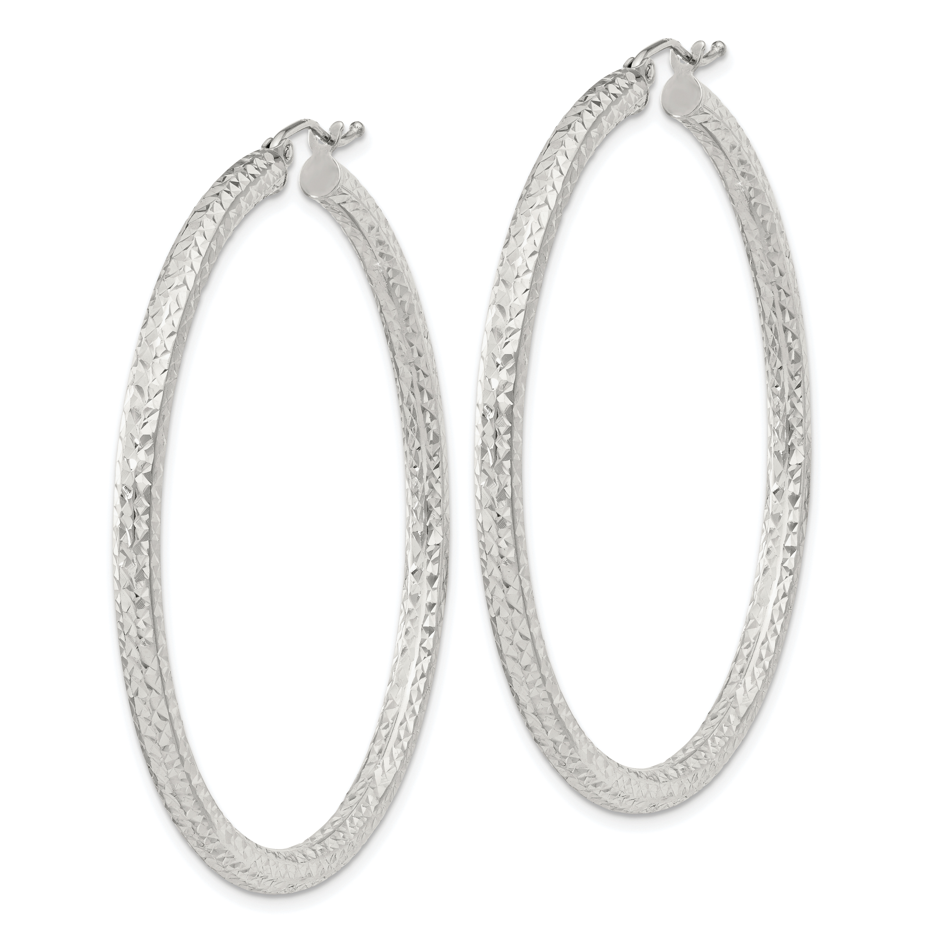  20 mm Sterling Silver 3.0mm Textured Hoop Earrings  Unknown Friendly Weight Sterling Silver - view 53