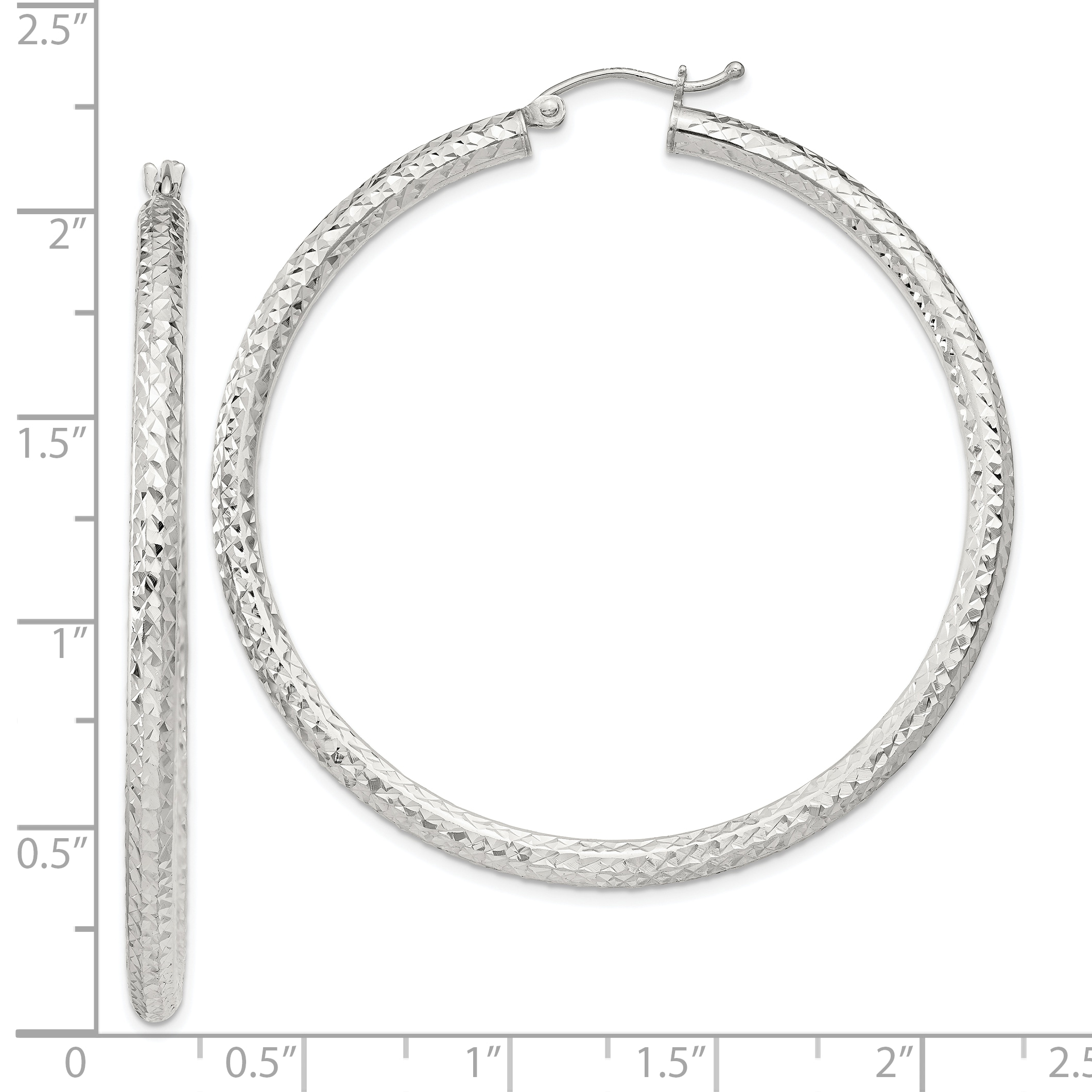  20 mm Sterling Silver 3.0mm Textured Hoop Earrings  Unknown Friendly Weight Sterling Silver - view 55