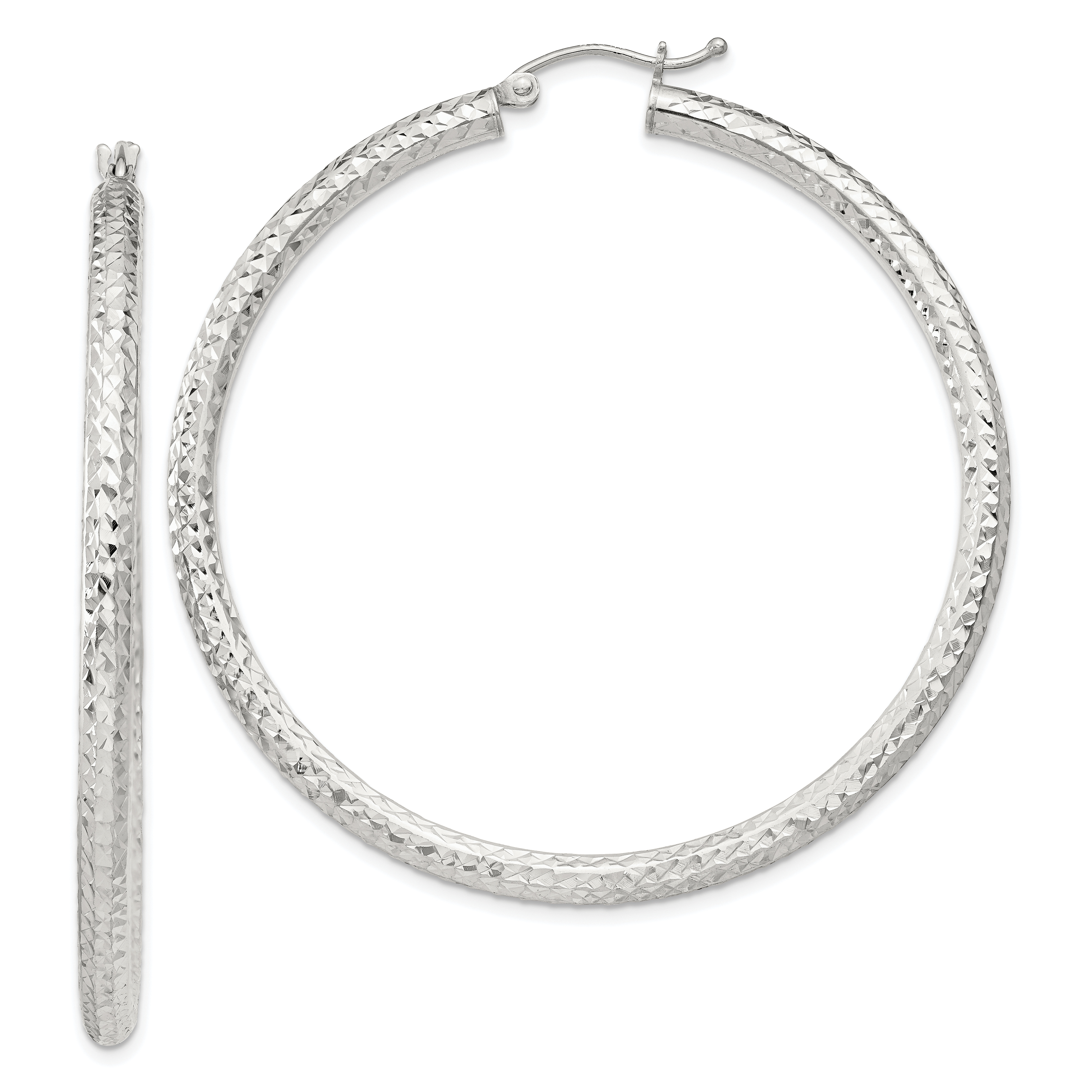  20 mm Sterling Silver 3.0mm Textured Hoop Earrings  Unknown Friendly Weight Sterling Silver - view 56