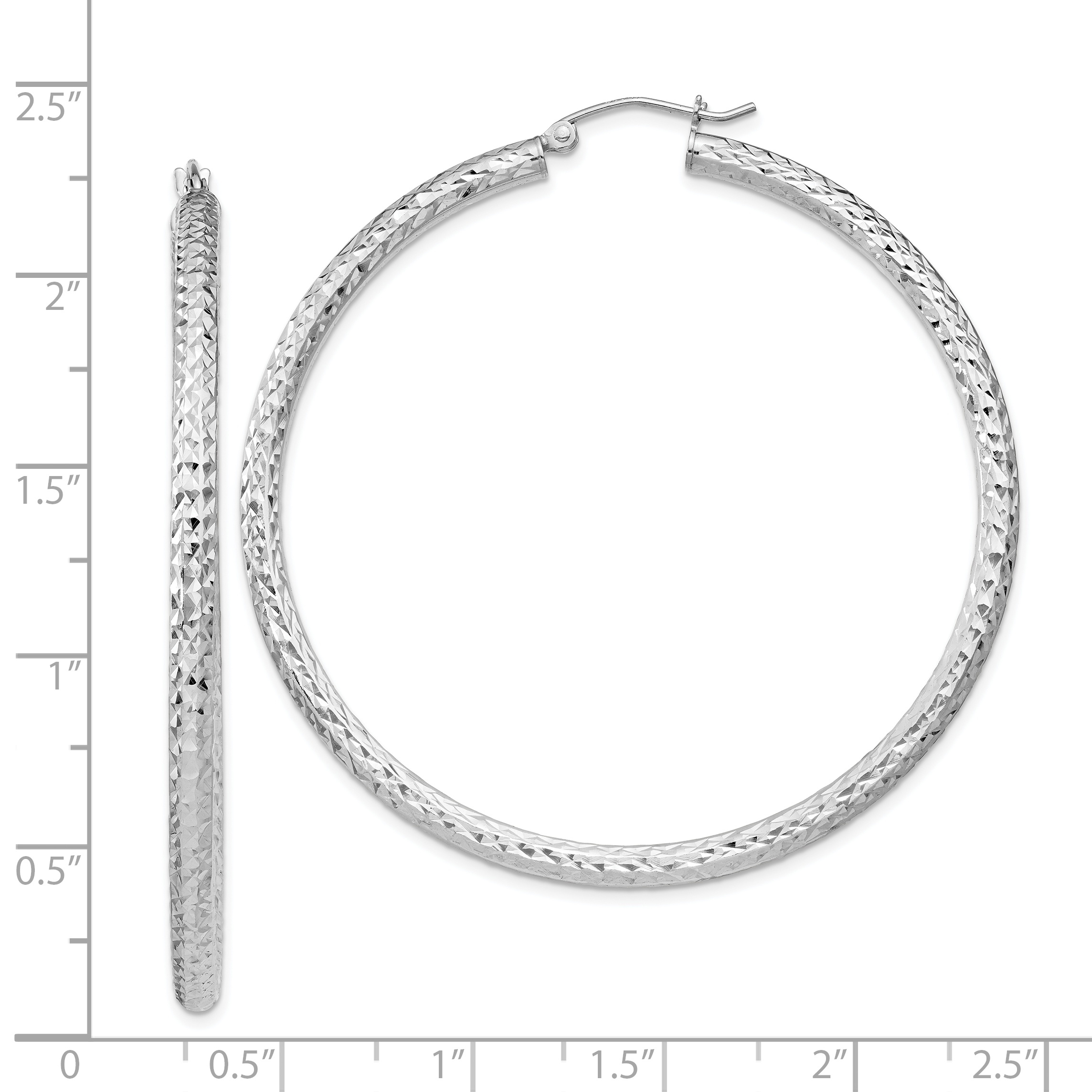  20 mm Sterling Silver 3.0mm Textured Hoop Earrings  Unknown Friendly Weight Sterling Silver - view 59