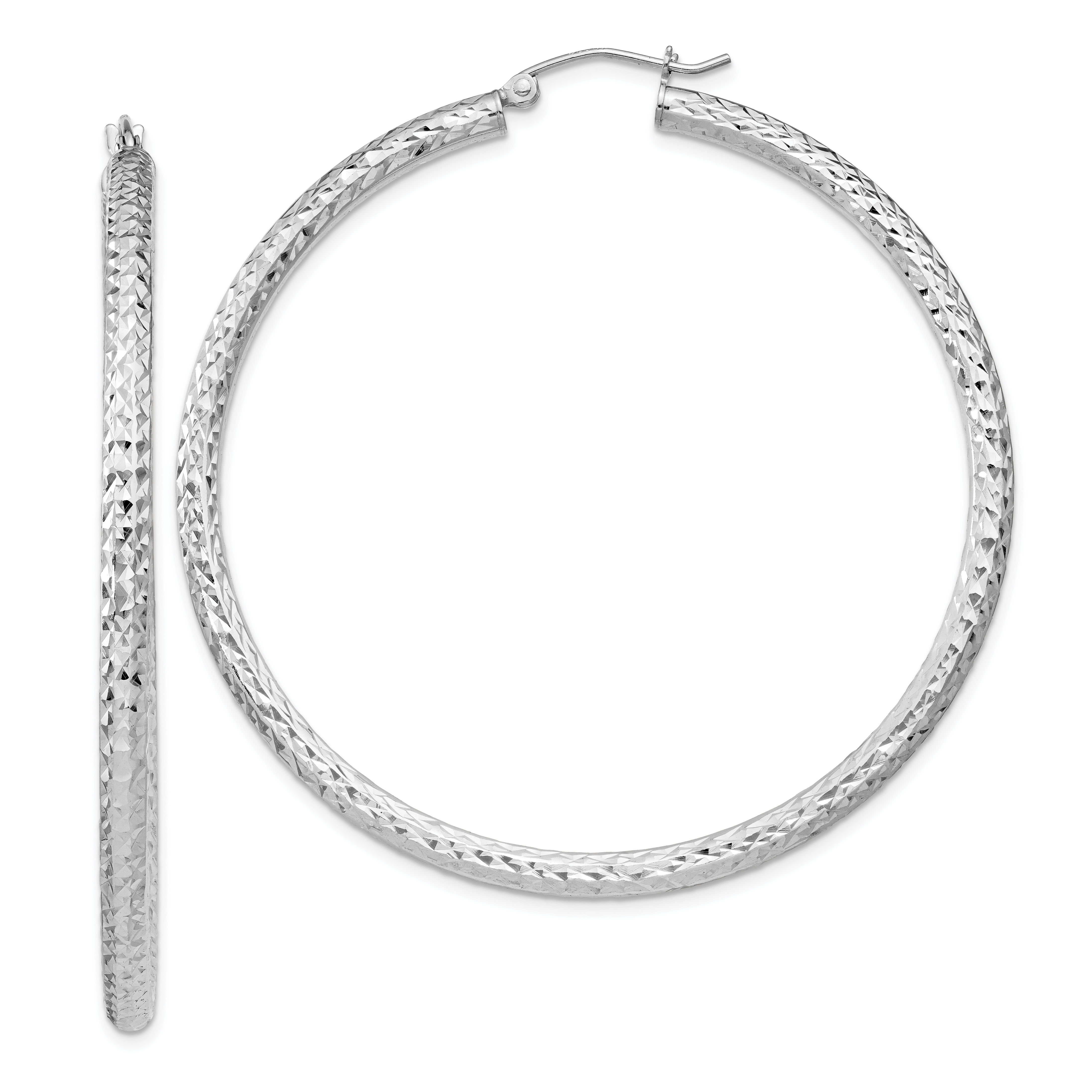  20 mm Sterling Silver 3.0mm Textured Hoop Earrings  Unknown Friendly Weight Sterling Silver - view 60