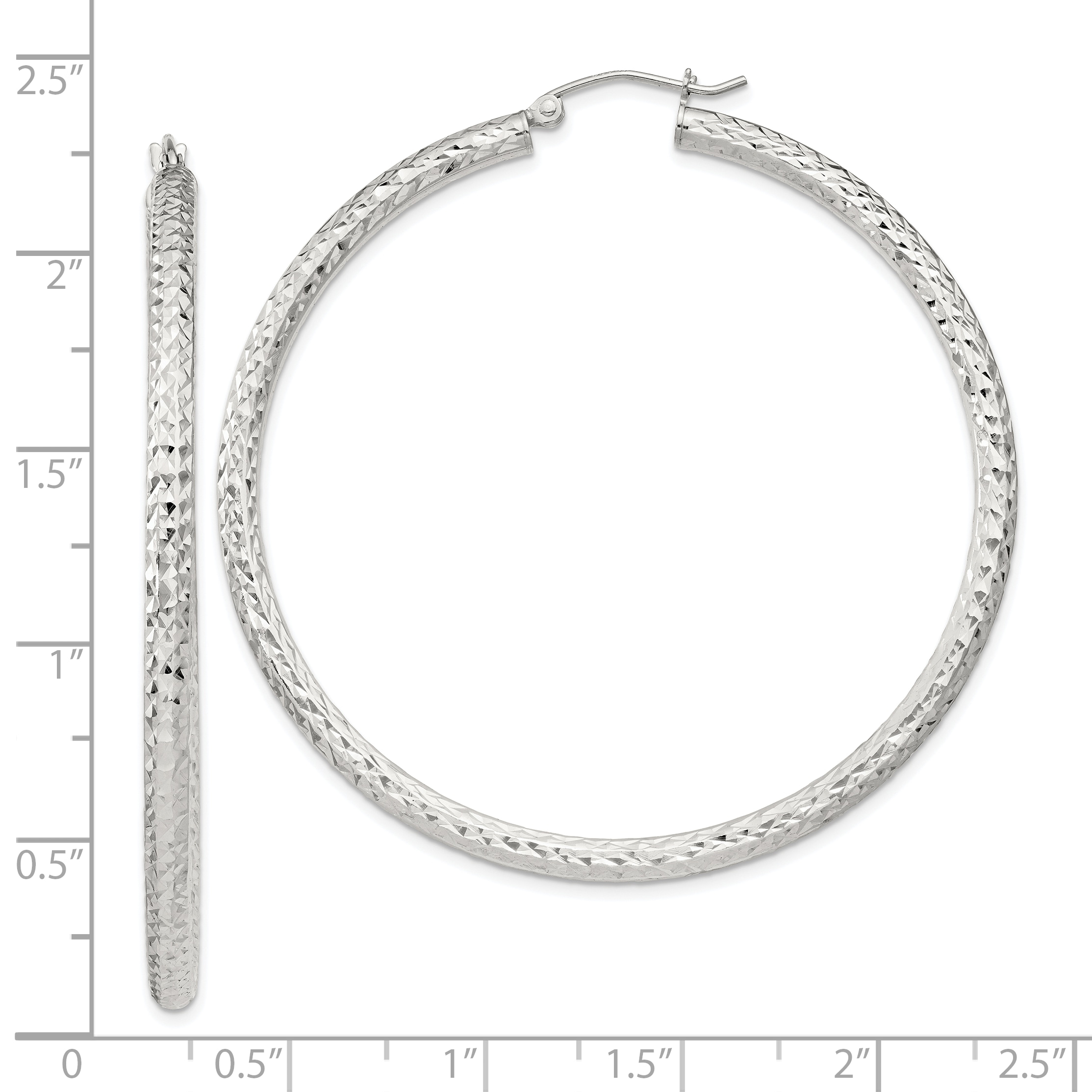  20 mm Sterling Silver 3.0mm Textured Hoop Earrings  Unknown Friendly Weight Sterling Silver - view 63