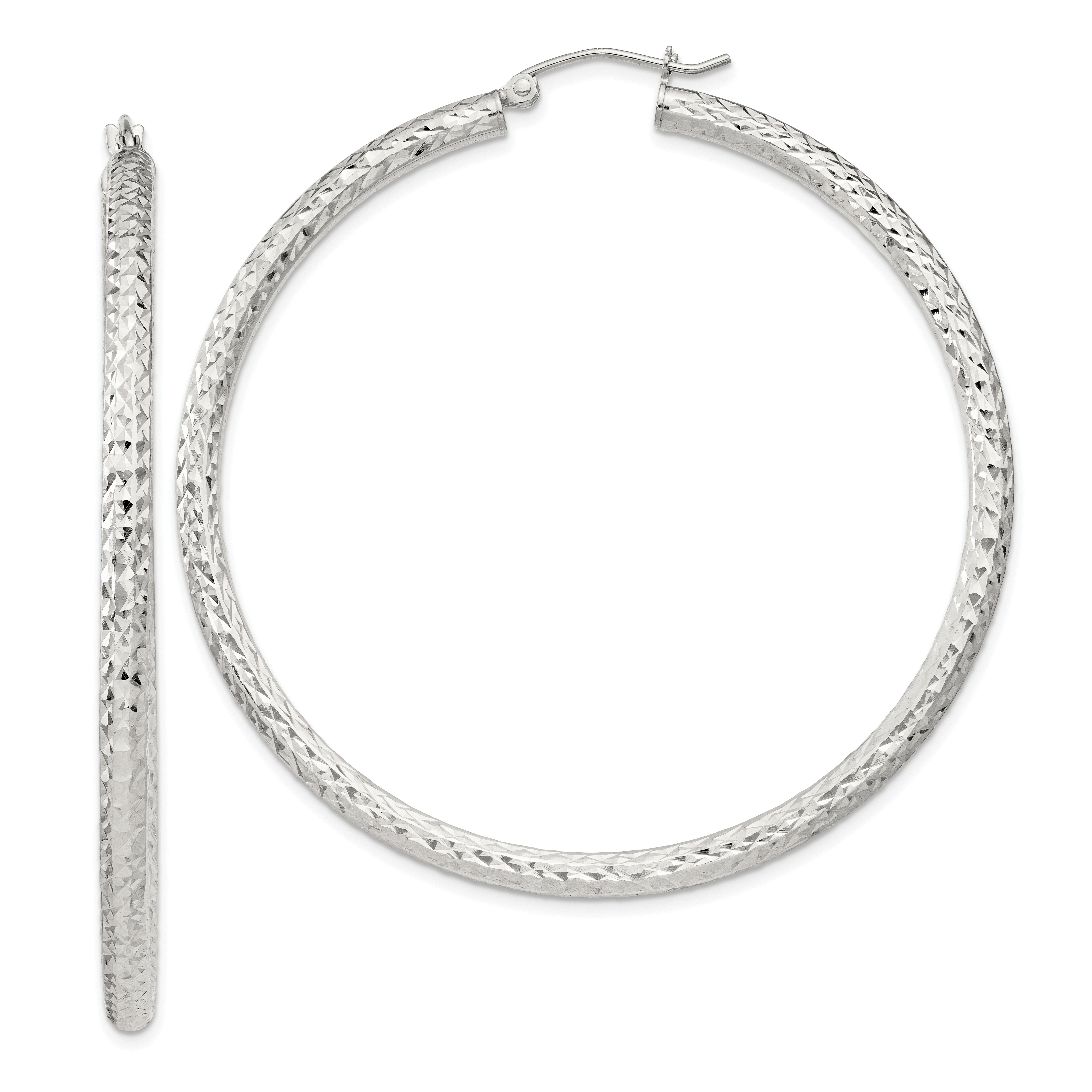  20 mm Sterling Silver 3.0mm Textured Hoop Earrings  Unknown Friendly Weight Sterling Silver - view 64
