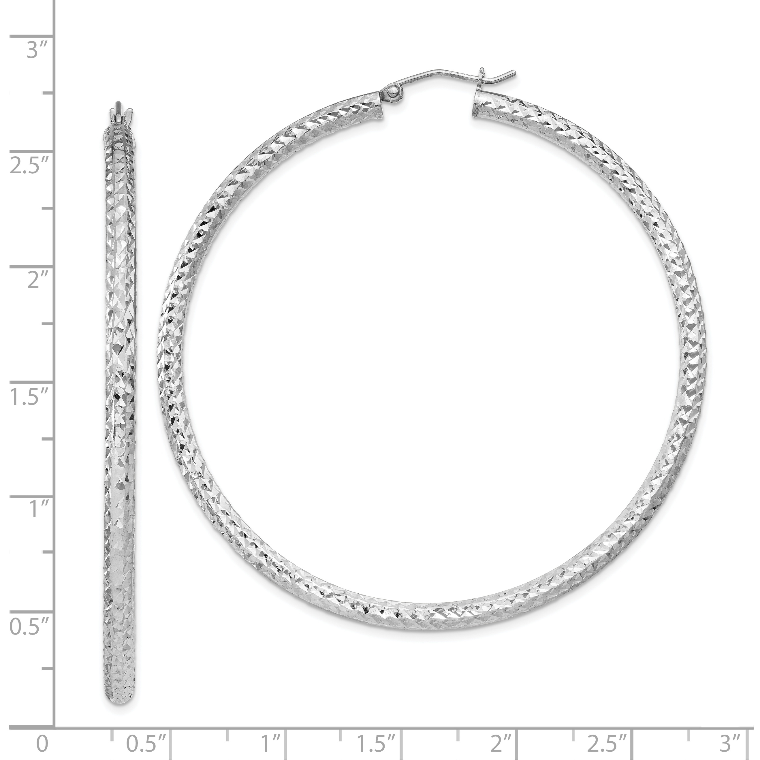  20 mm Sterling Silver 3.0mm Textured Hoop Earrings  Unknown Friendly Weight Sterling Silver - view 67