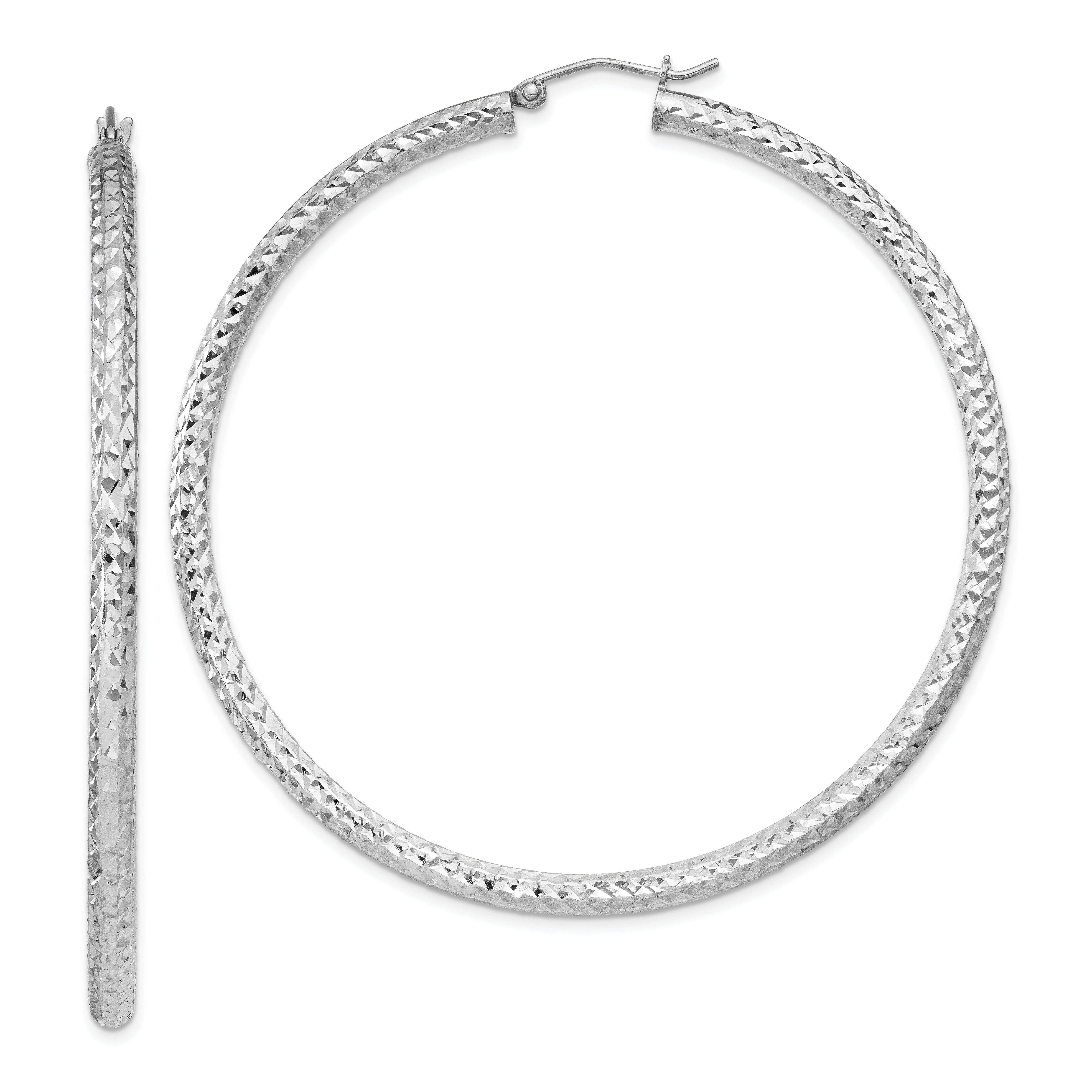  20 mm Sterling Silver 3.0mm Textured Hoop Earrings  Unknown Friendly Weight Sterling Silver - view 68