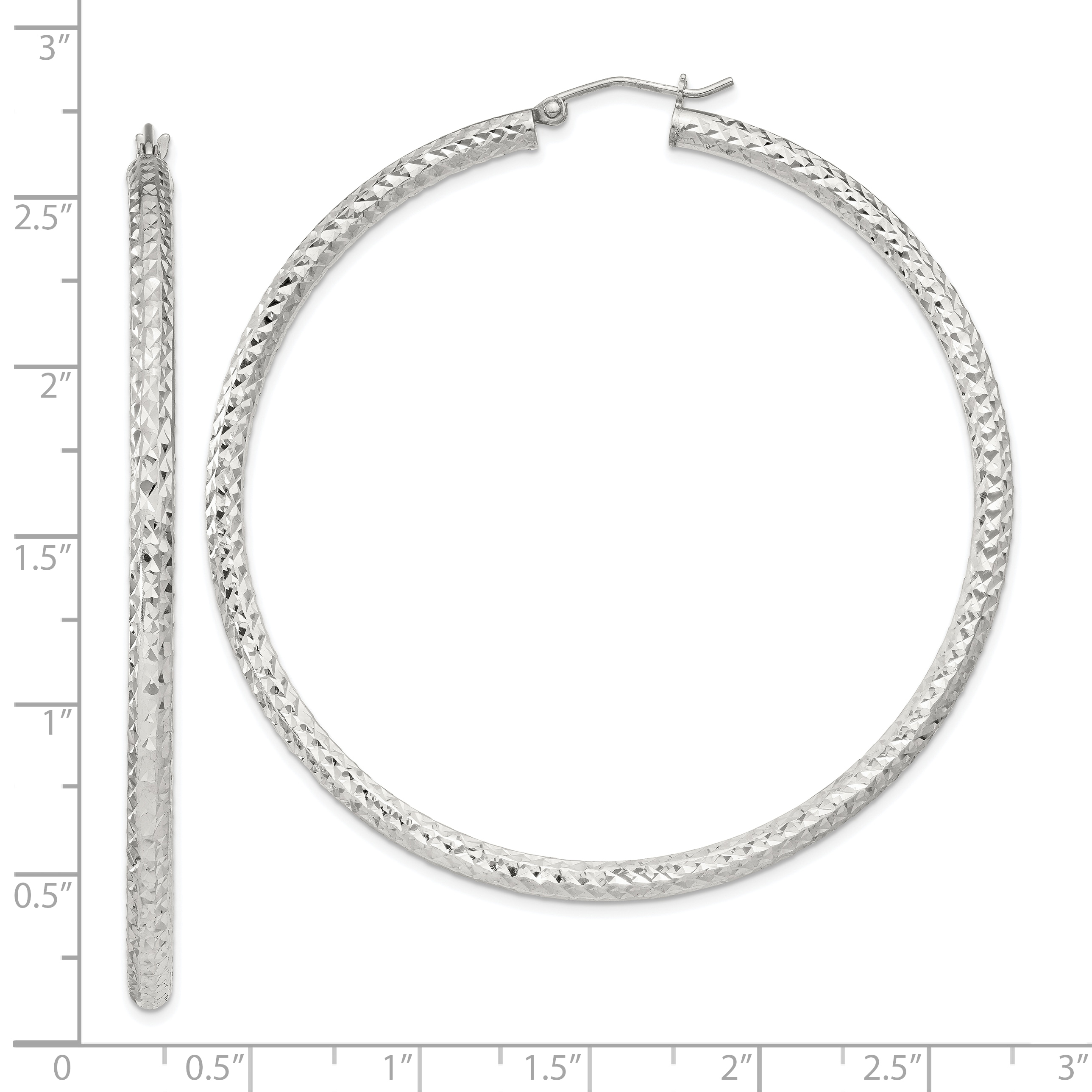  20 mm Sterling Silver 3.0mm Textured Hoop Earrings  Unknown Friendly Weight Sterling Silver - view 71