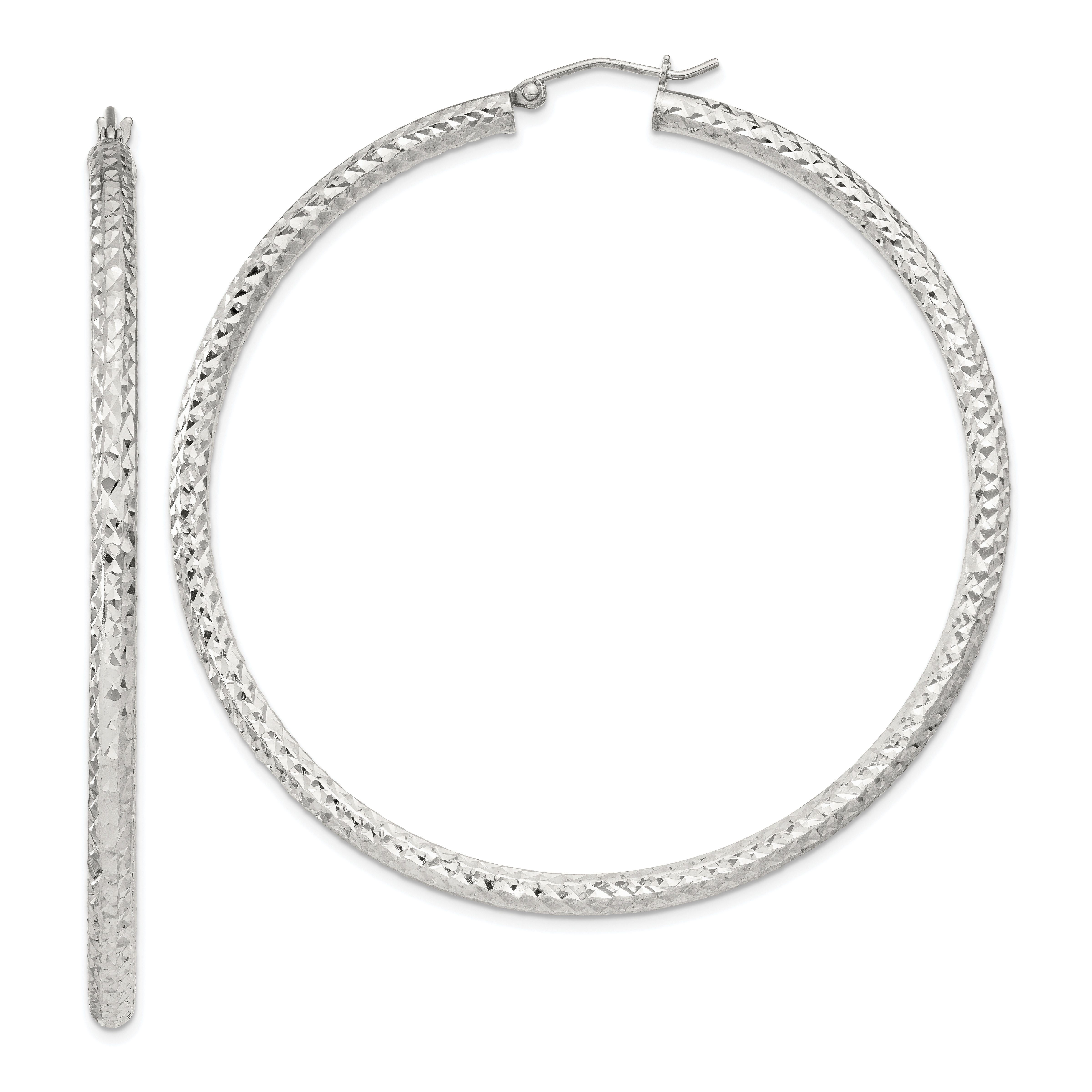  20 mm Sterling Silver 3.0mm Textured Hoop Earrings  Unknown Friendly Weight Sterling Silver - view 72