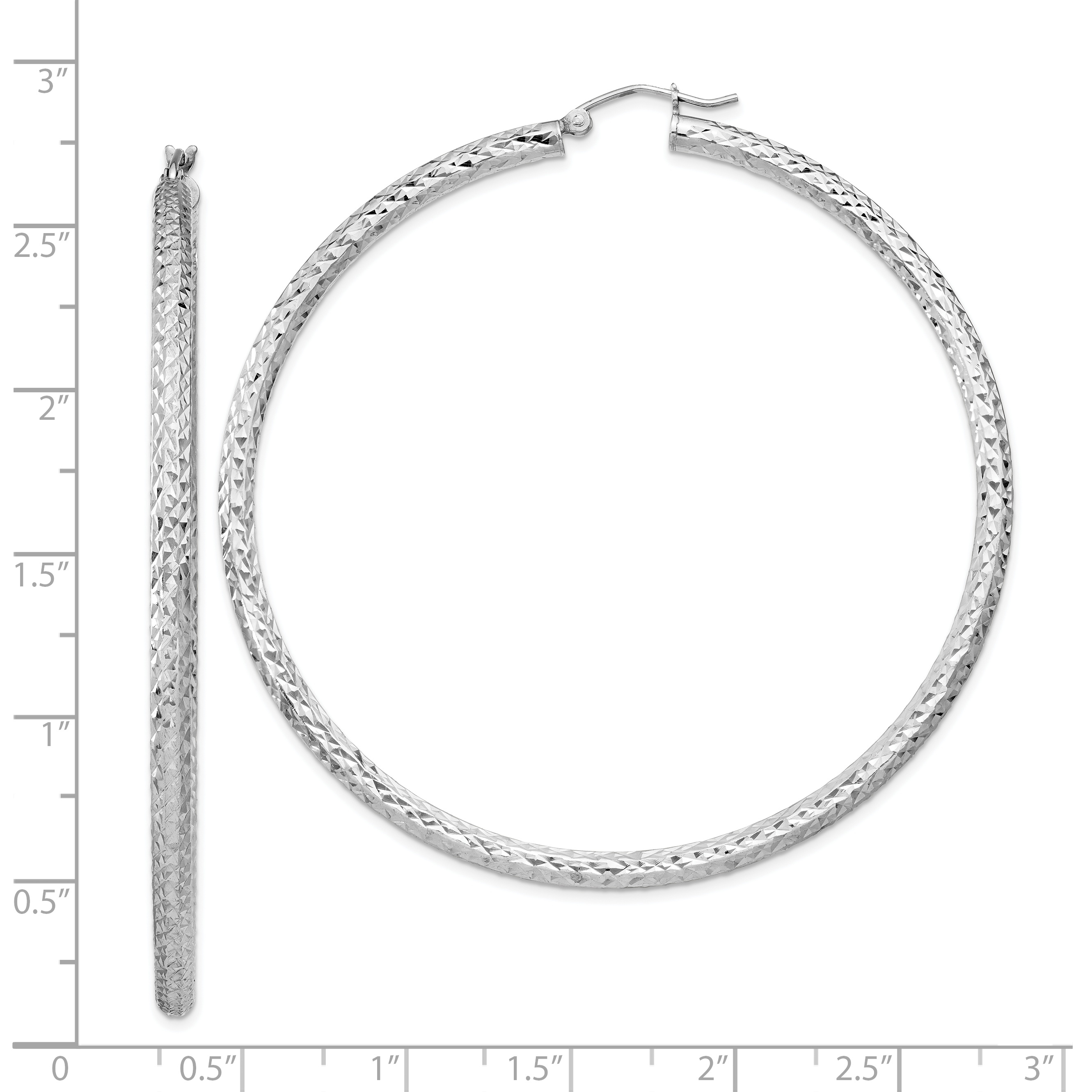  20 mm Sterling Silver 3.0mm Textured Hoop Earrings  Unknown Friendly Weight Sterling Silver - view 75