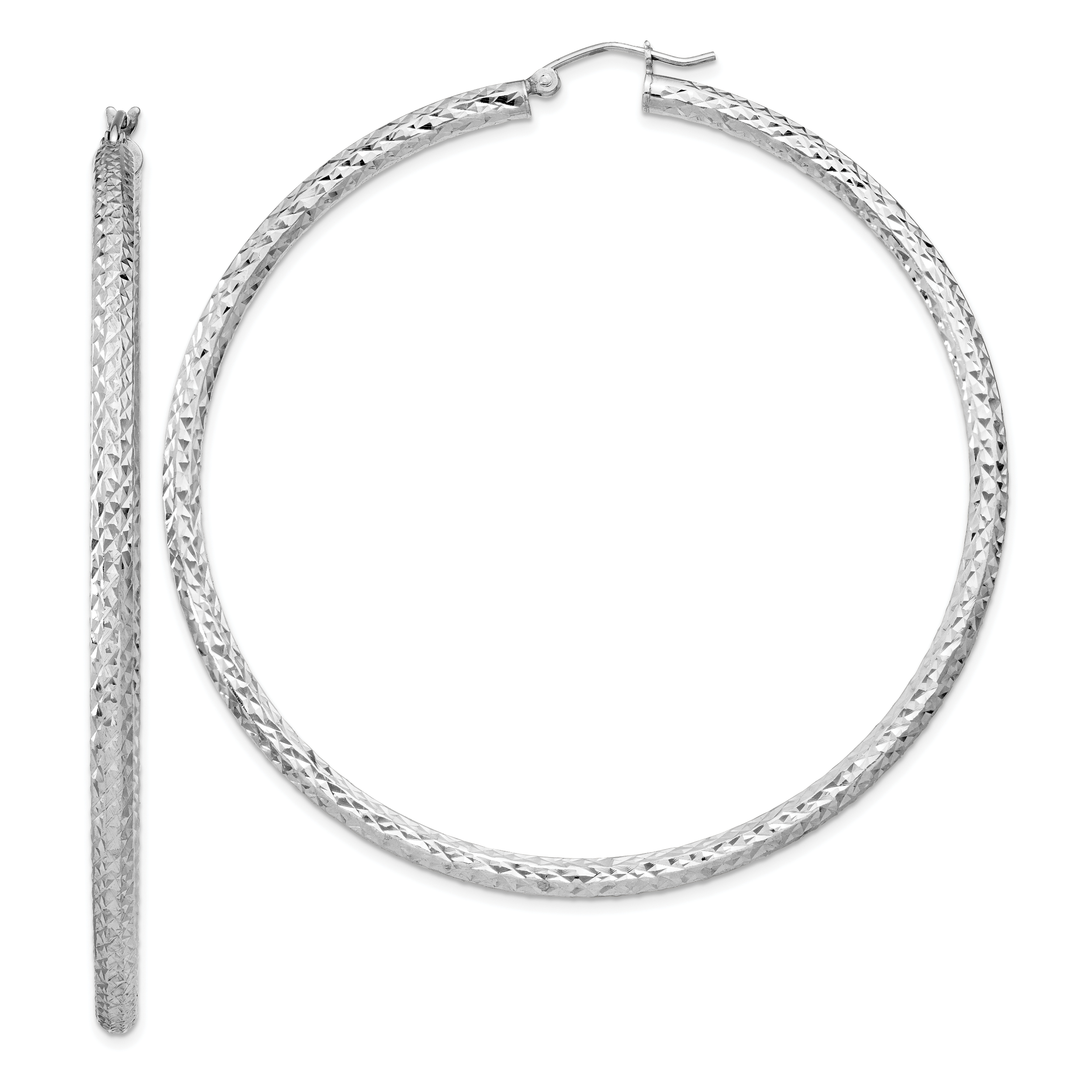  20 mm Sterling Silver 3.0mm Textured Hoop Earrings  Unknown Friendly Weight Sterling Silver - view 76