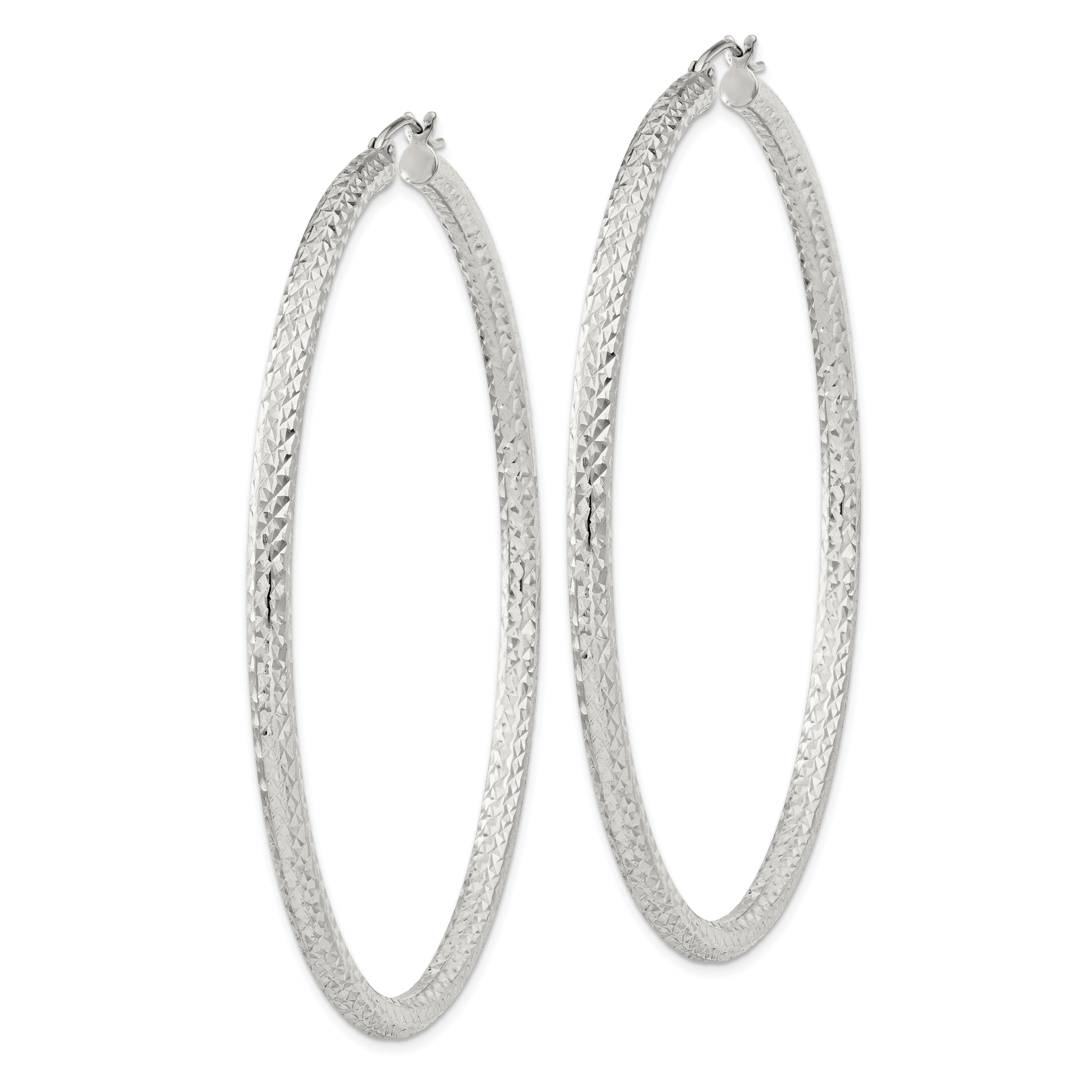  20 mm Sterling Silver 3.0mm Textured Hoop Earrings  Unknown Friendly Weight Sterling Silver - view 77