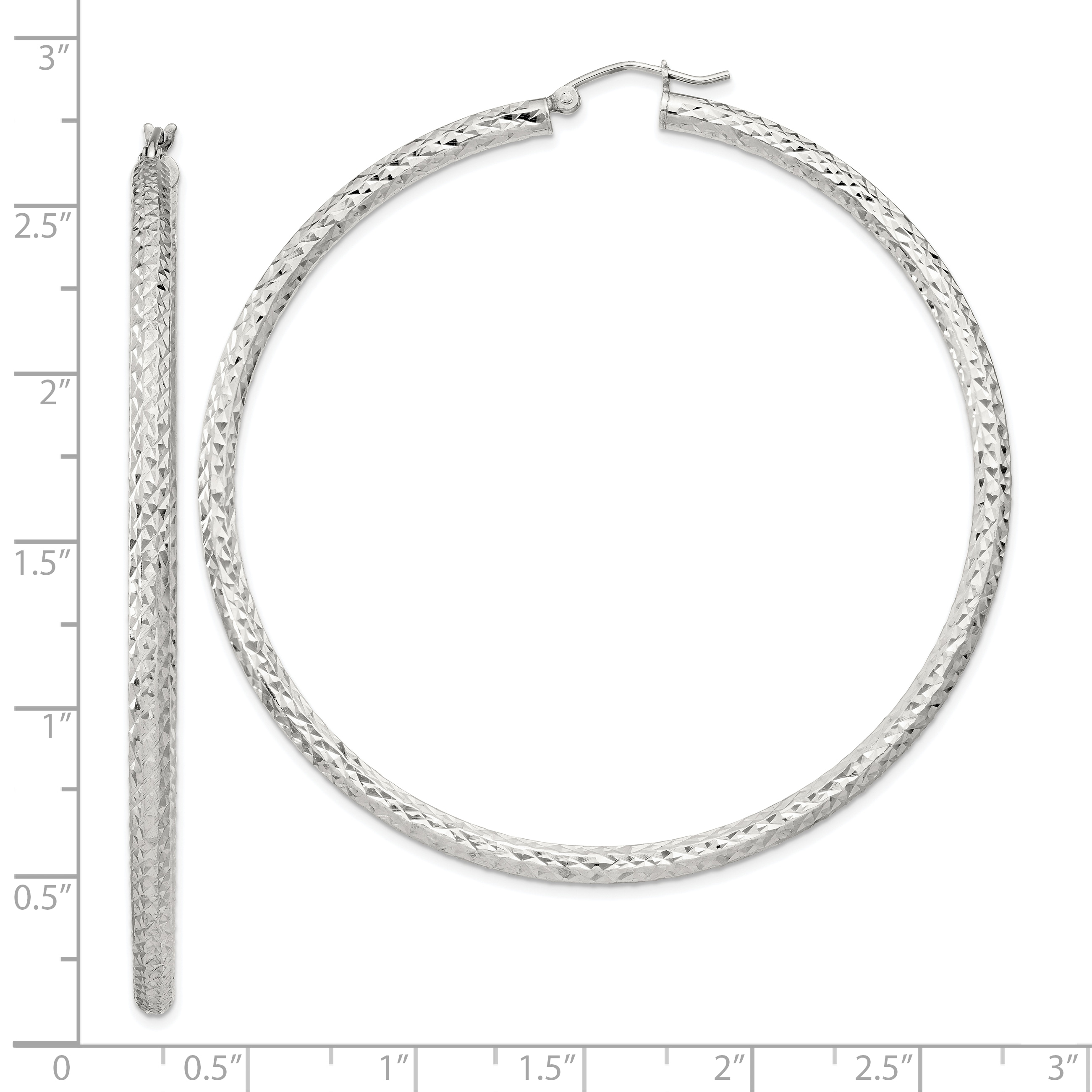  20 mm Sterling Silver 3.0mm Textured Hoop Earrings  Unknown Friendly Weight Sterling Silver - view 79