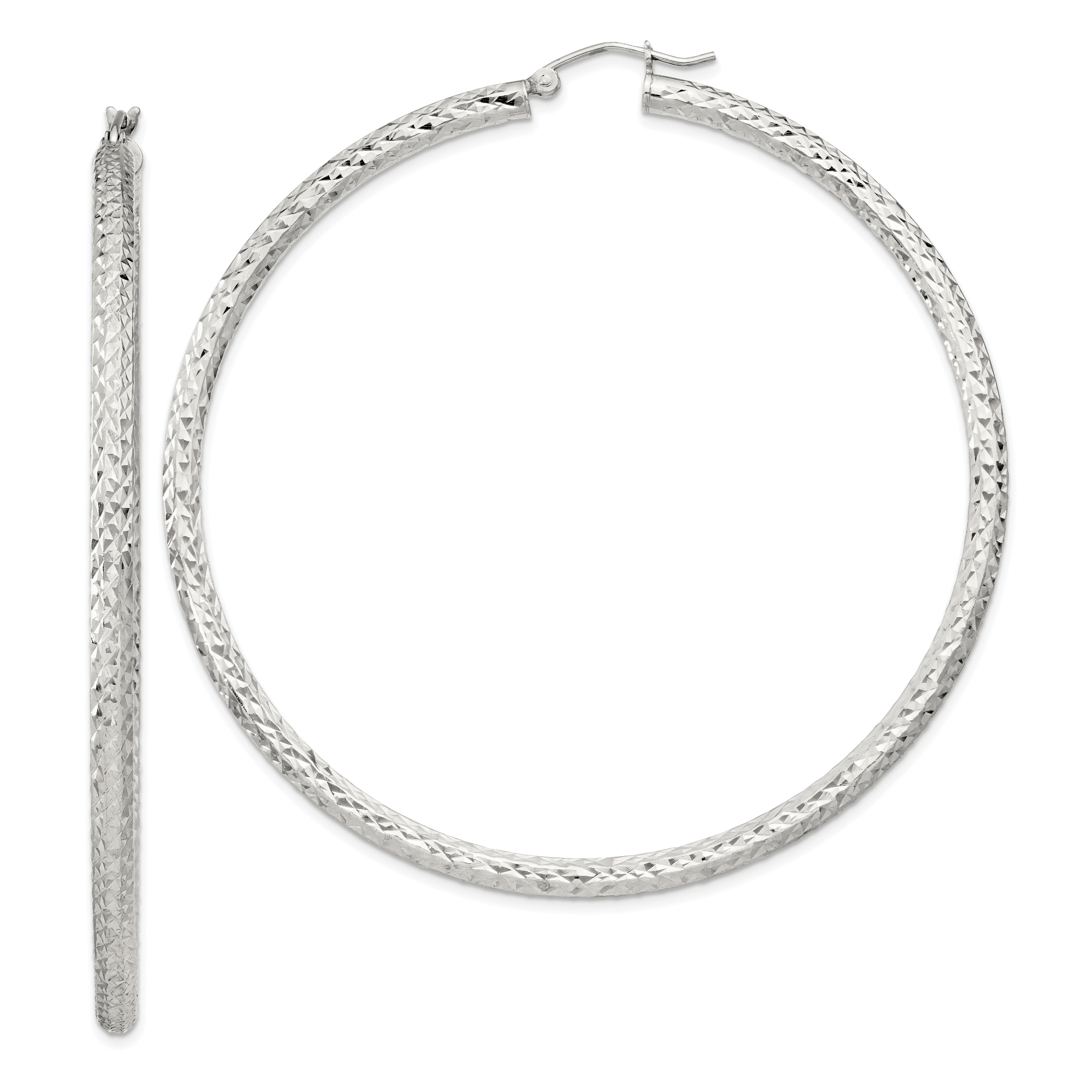  20 mm Sterling Silver 3.0mm Textured Hoop Earrings  Unknown Friendly Weight Sterling Silver - view 80