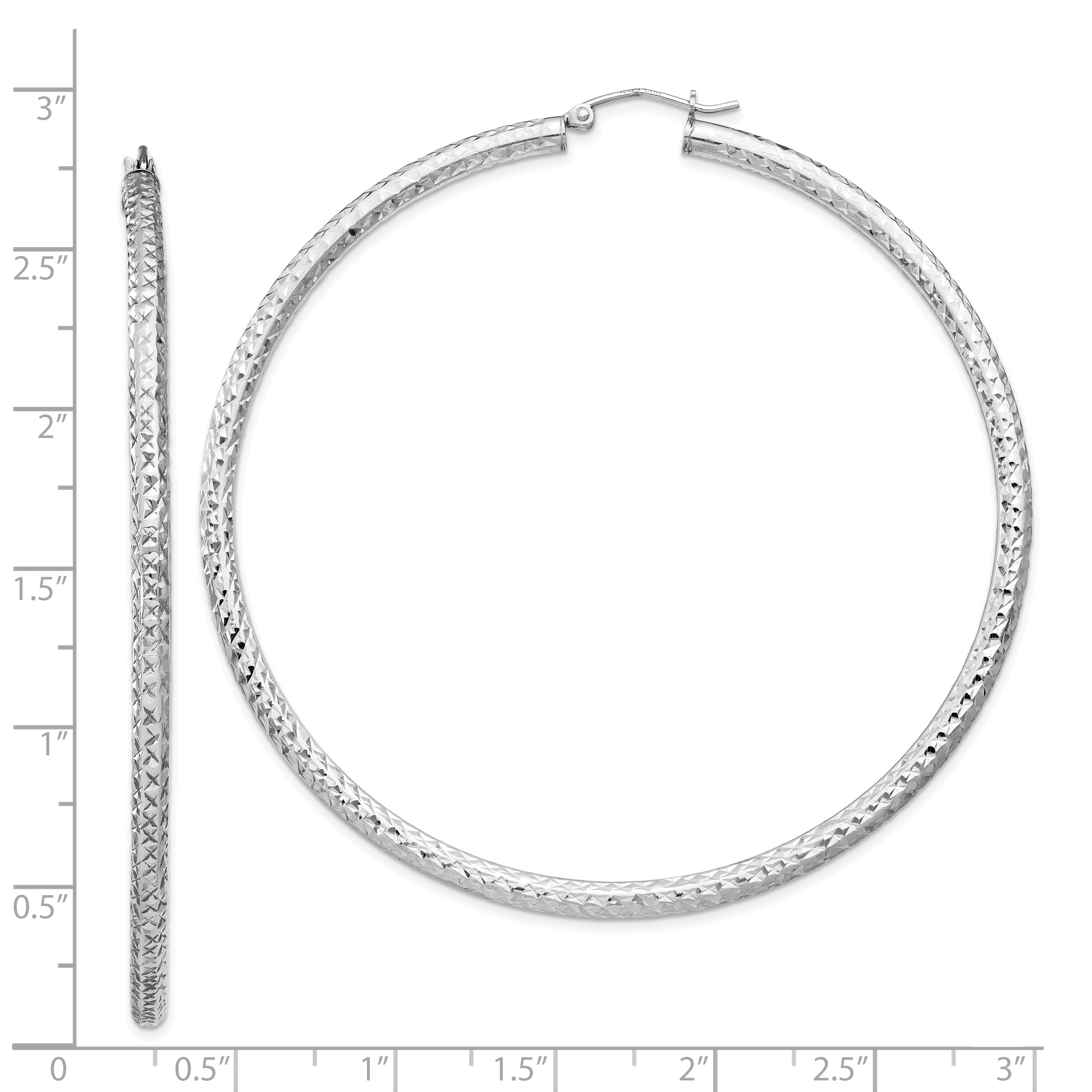  20 mm Sterling Silver 3.0mm Textured Hoop Earrings  Unknown Friendly Weight Sterling Silver - view 83