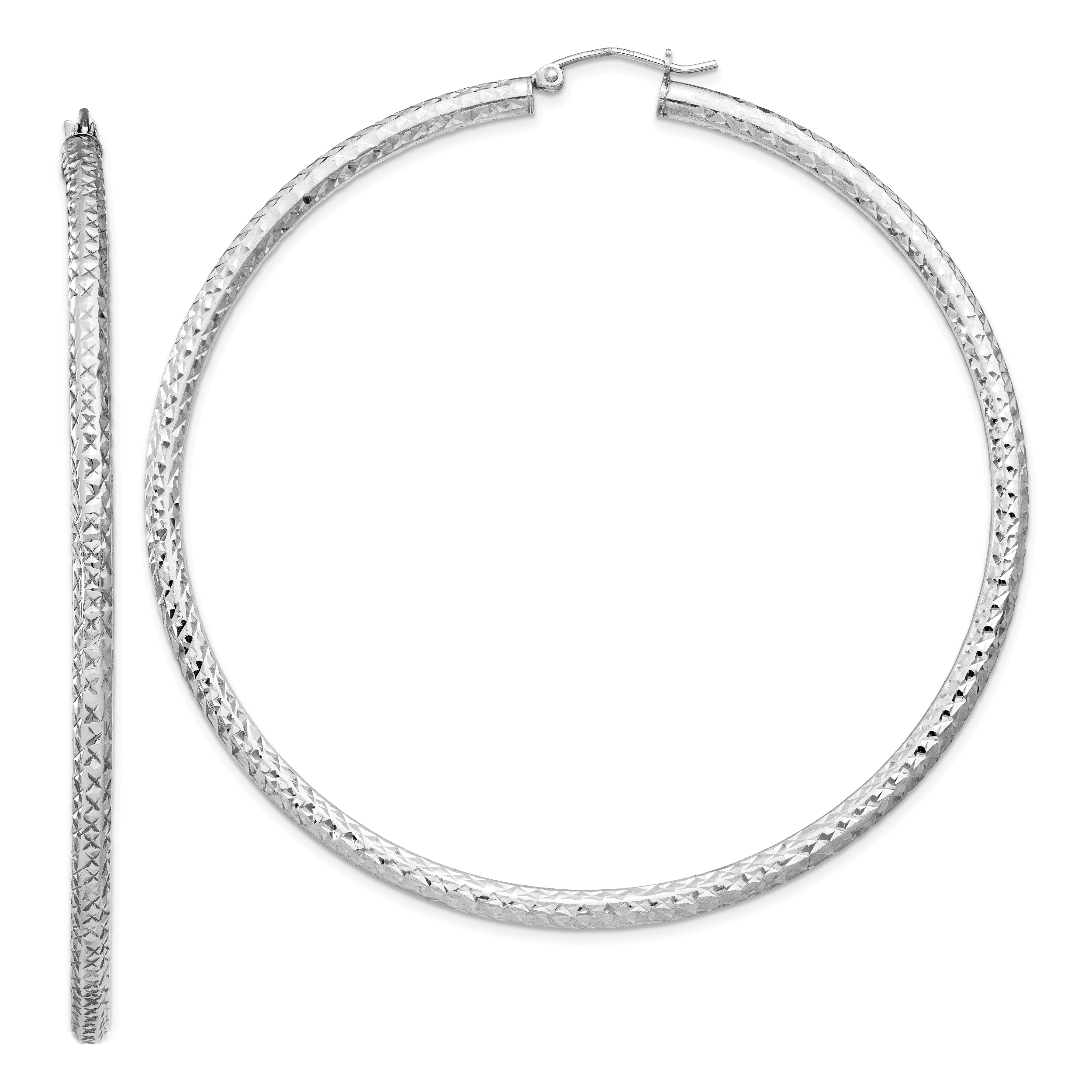  20 mm Sterling Silver 3.0mm Textured Hoop Earrings  Unknown Friendly Weight Sterling Silver - view 84