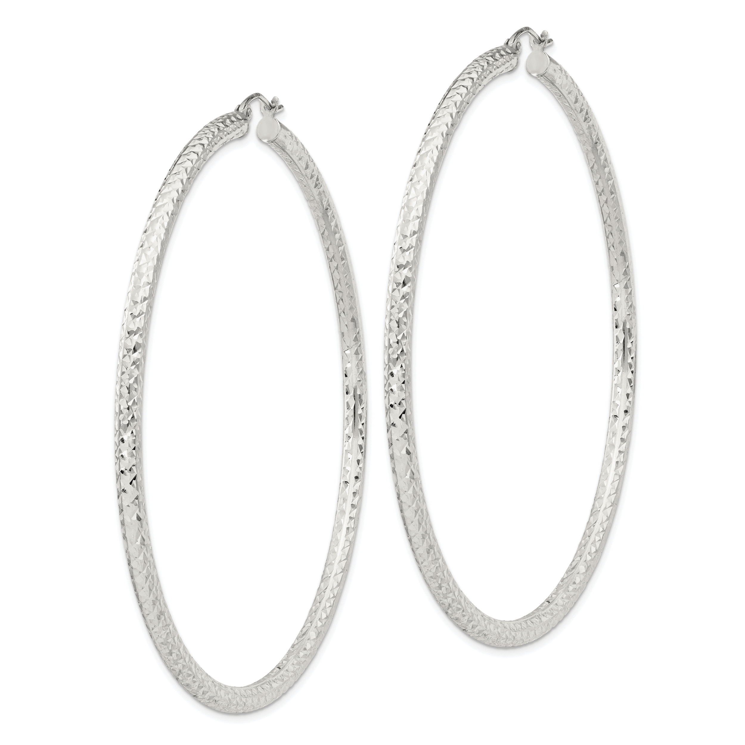  20 mm Sterling Silver 3.0mm Textured Hoop Earrings  Unknown Friendly Weight Sterling Silver - view 85