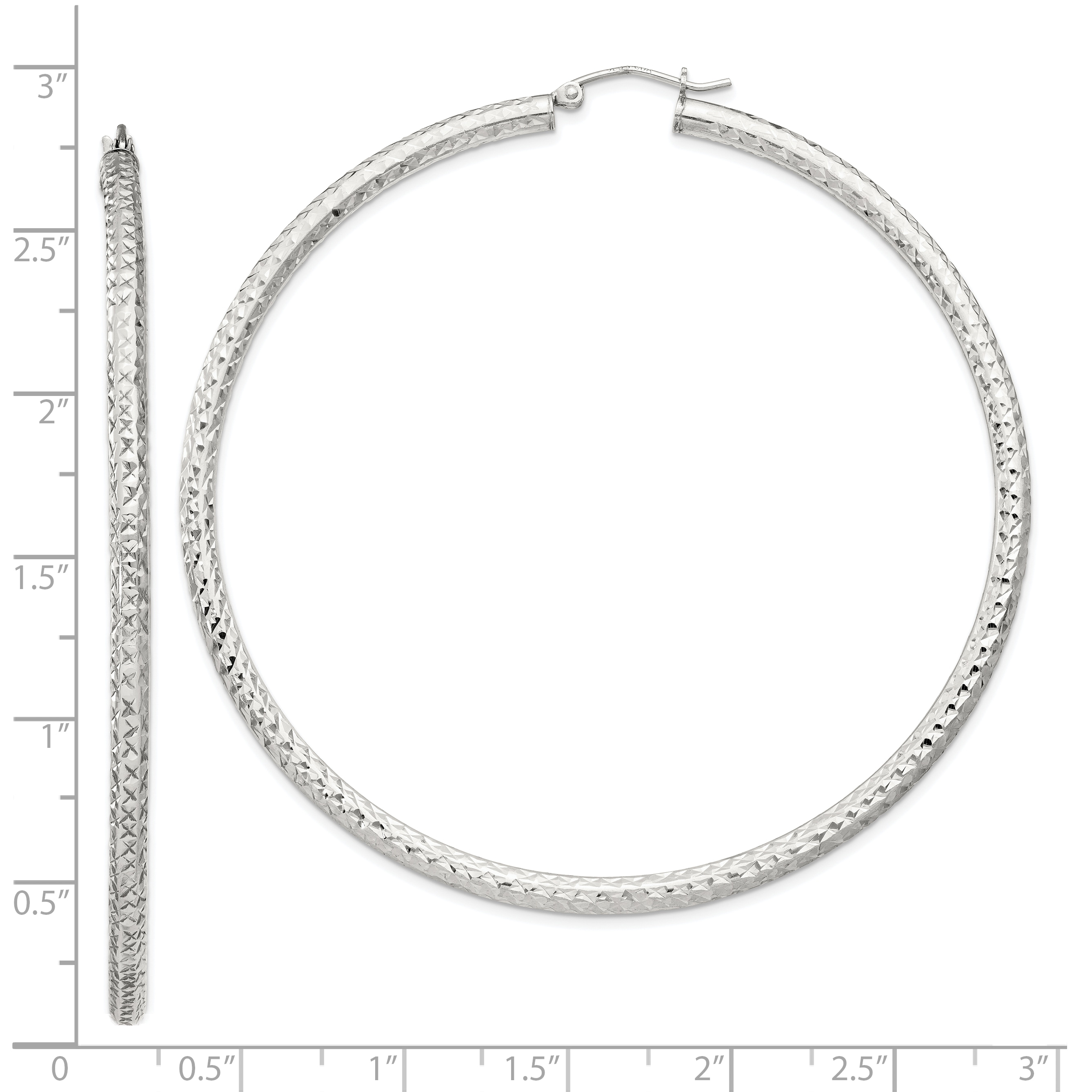 20 mm Sterling Silver 3.0mm Textured Hoop Earrings  Unknown Friendly Weight Sterling Silver - view 87